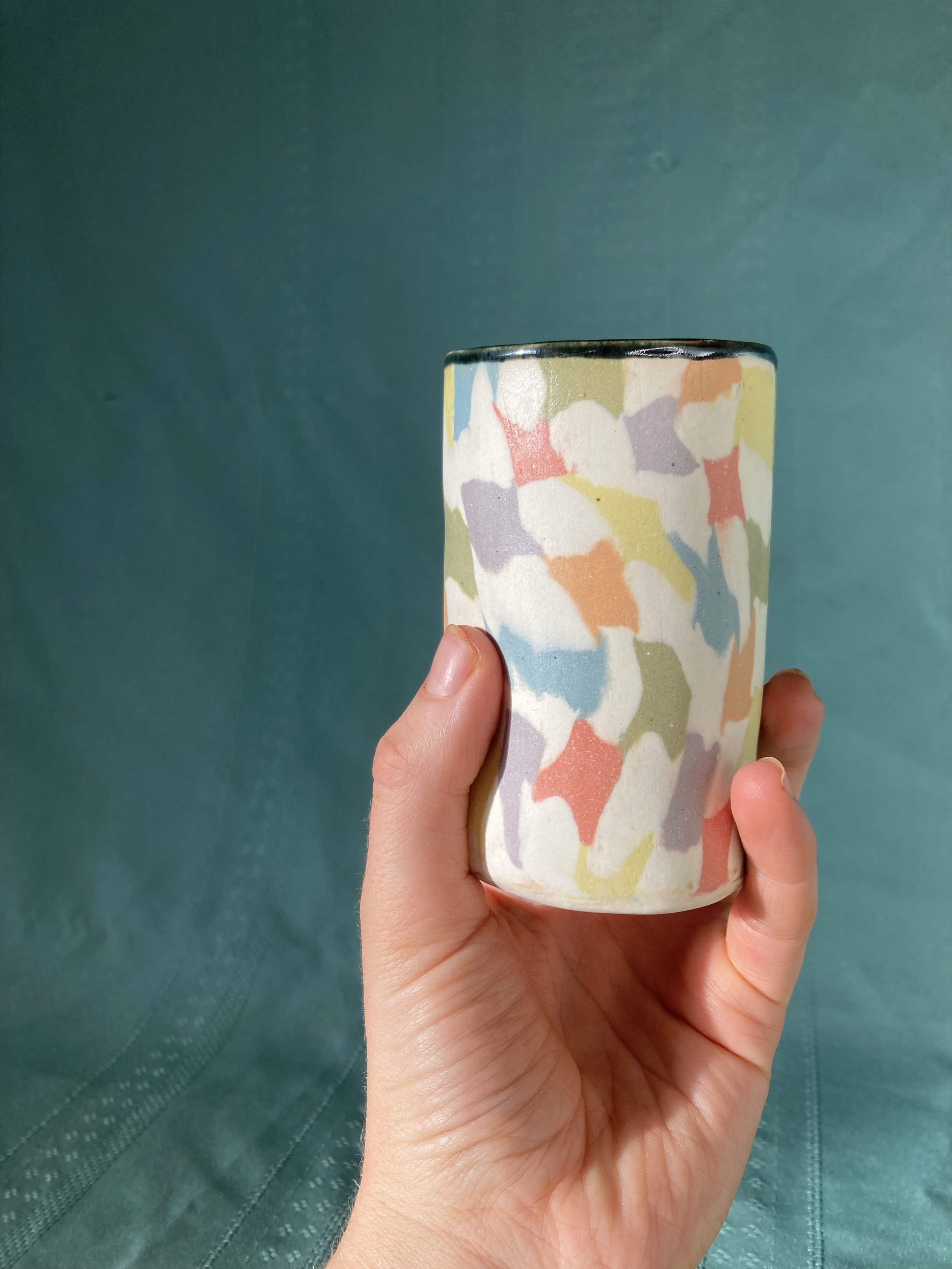 Porcelain Rainbow Checkered Cup