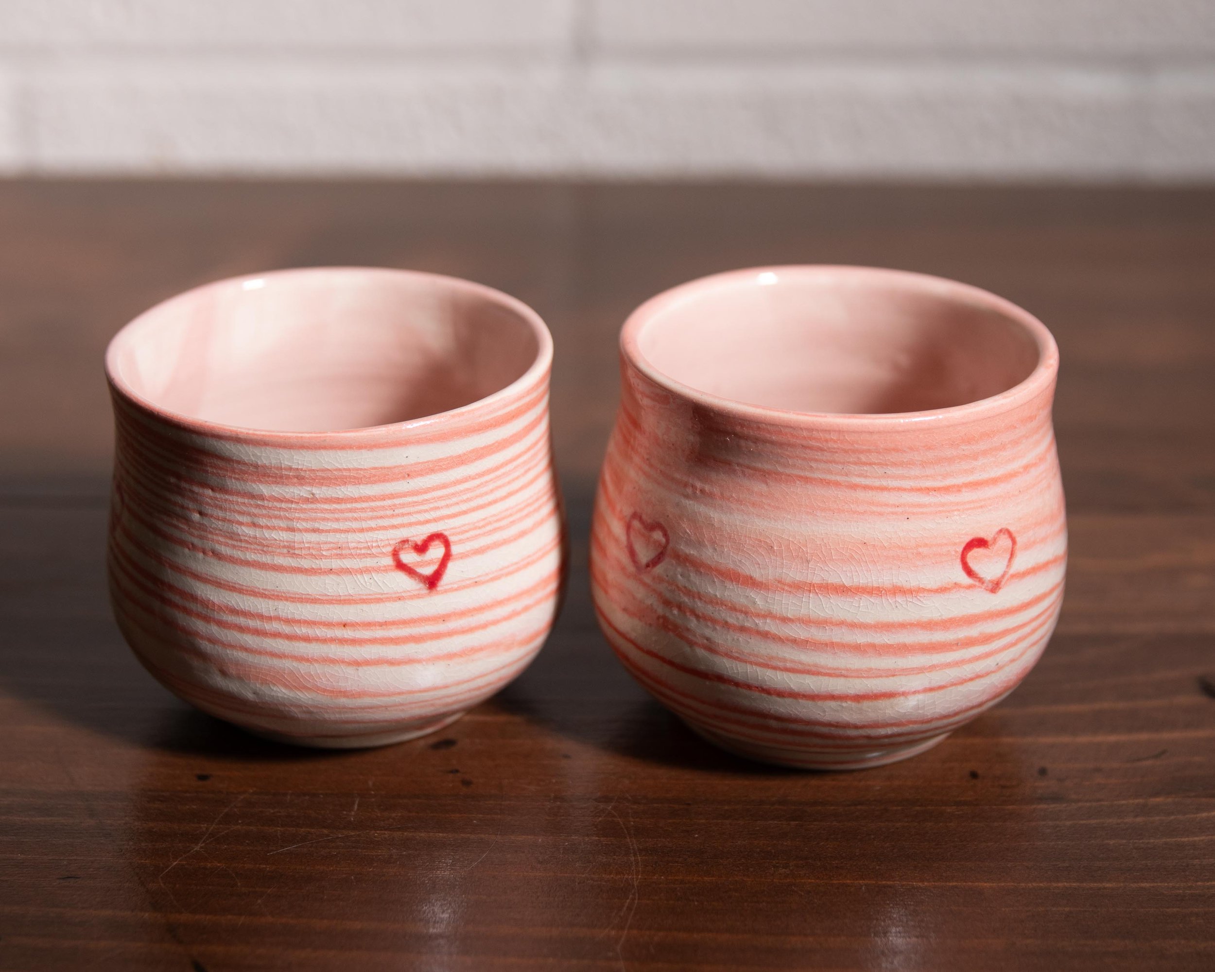 Set of Marbled Heart Tumblers