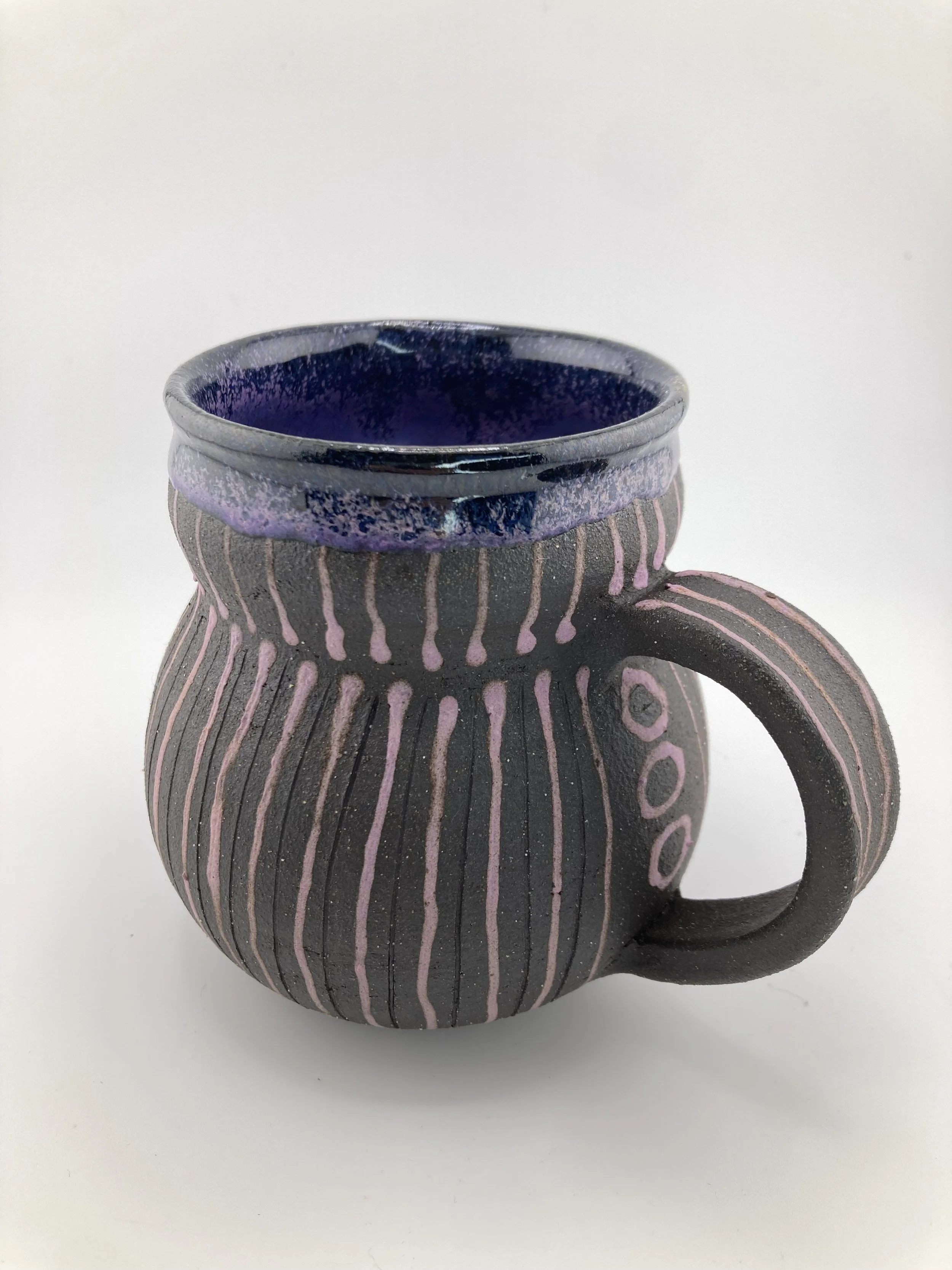Black and Purple striped Belly Mug