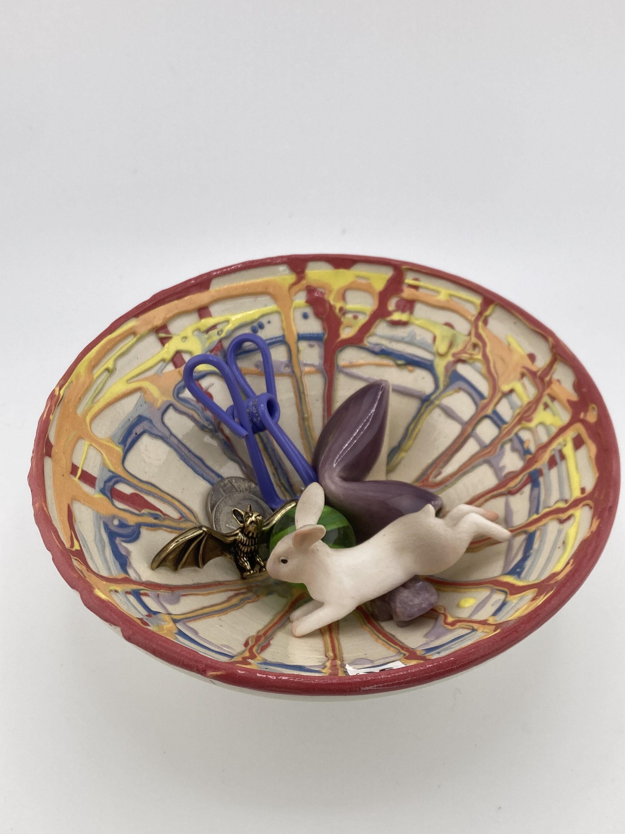 Drippy rainbow trinket bowl