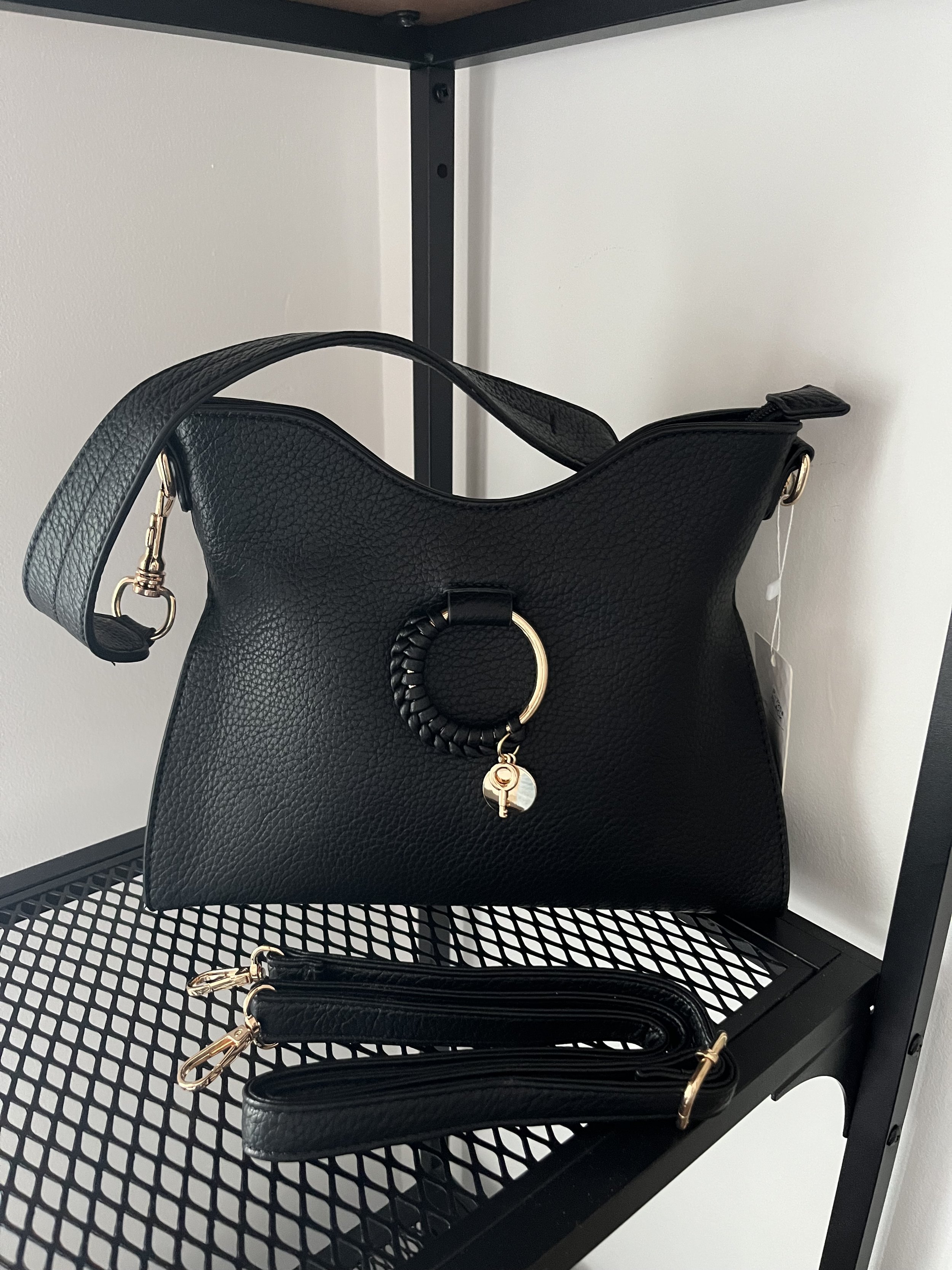 Black ring detail bag