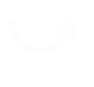 White curved arrow pointing upward on a black background.