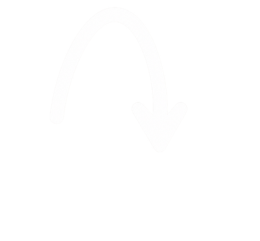 A white downward-curving arrow on a black background.