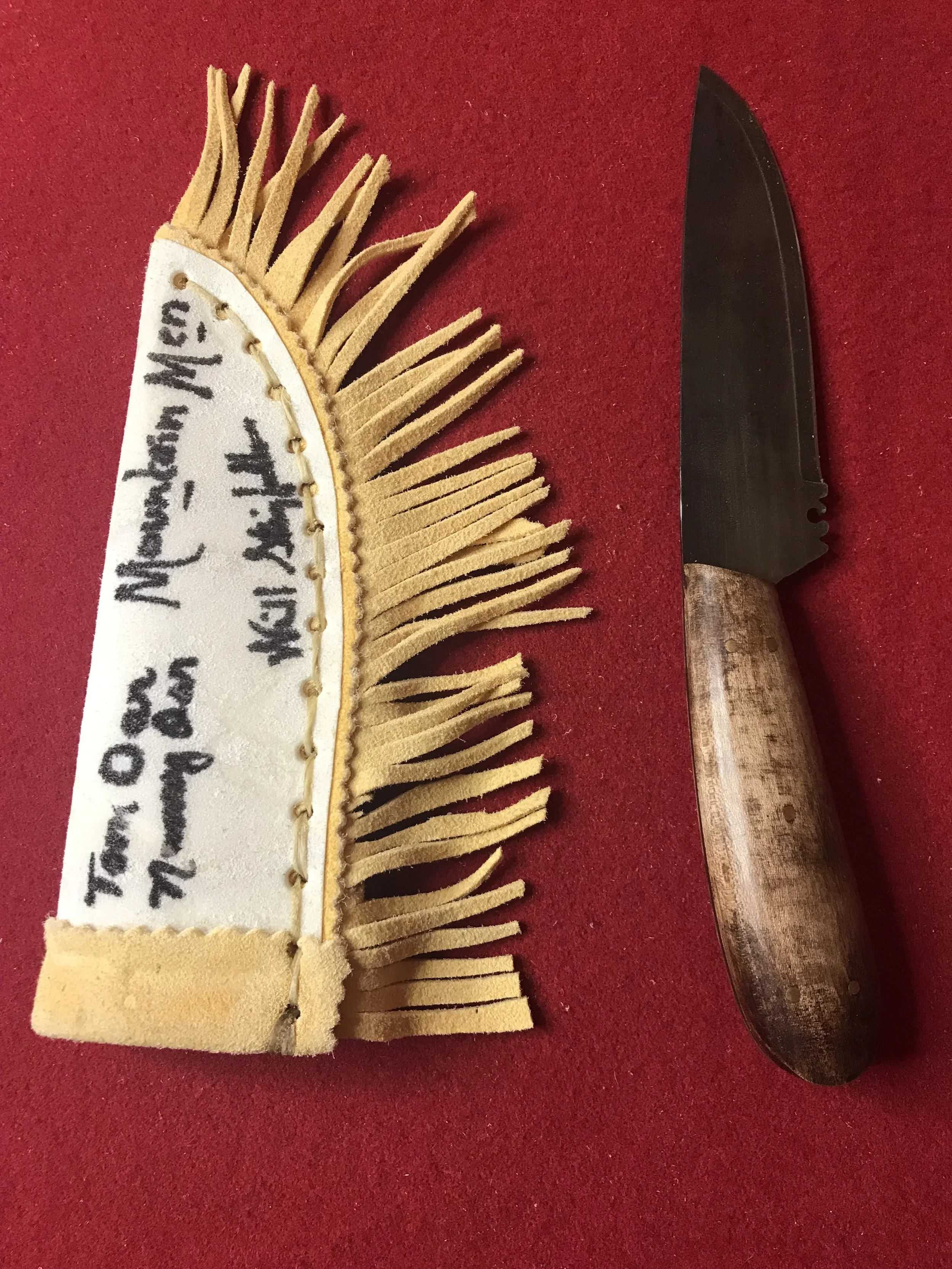 Voyager 8-3/4" French Knife and Signed Natural Elk Rawhide Sheath