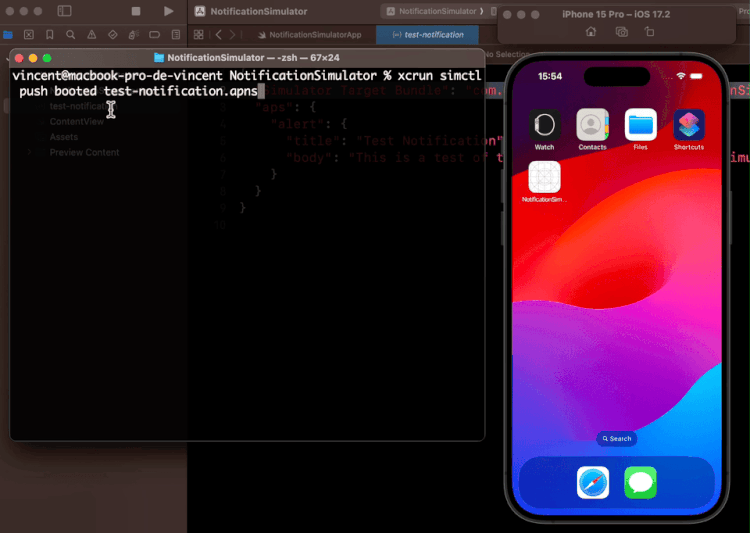 How to test Push Notifications in the simulator — Swift with Vincent
