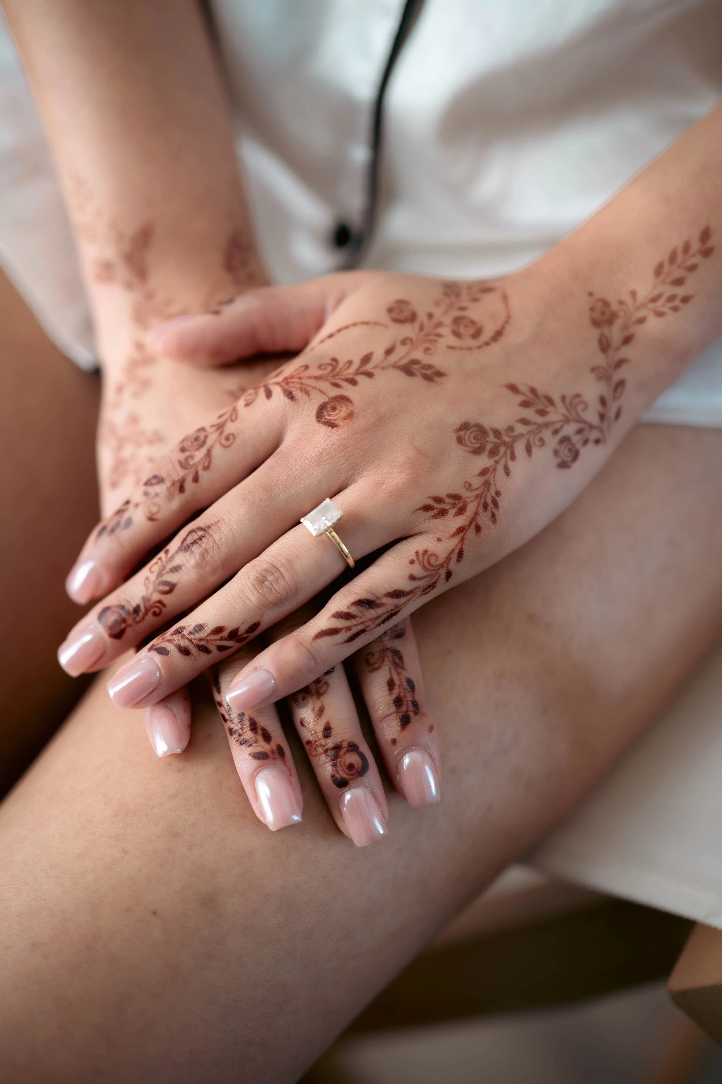 Close-Up of Wedding Rings and Henna at Oakley Hall – Elegant Indian Wedding Details | Hampshire Wedding Photographer.jpg