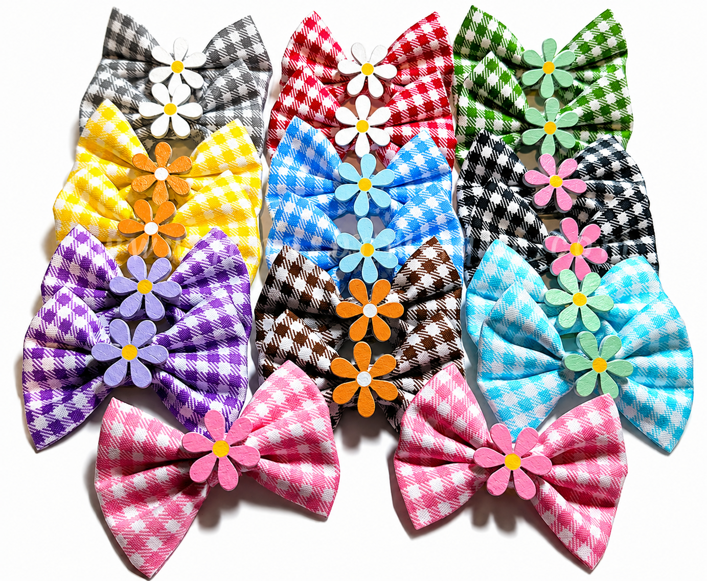 Fabric Topknot or Ear Bows Checks Assortment