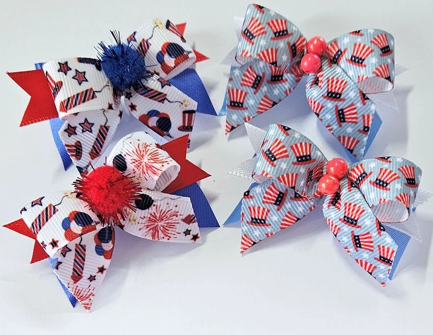 Standard Pet Grooming Bows Patriotic Assortment