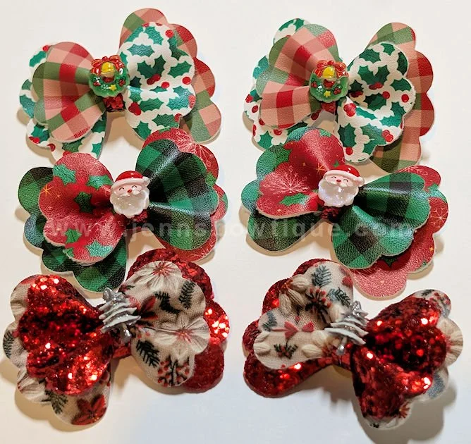 Faux Leather Twist Bows Christmas Assortment