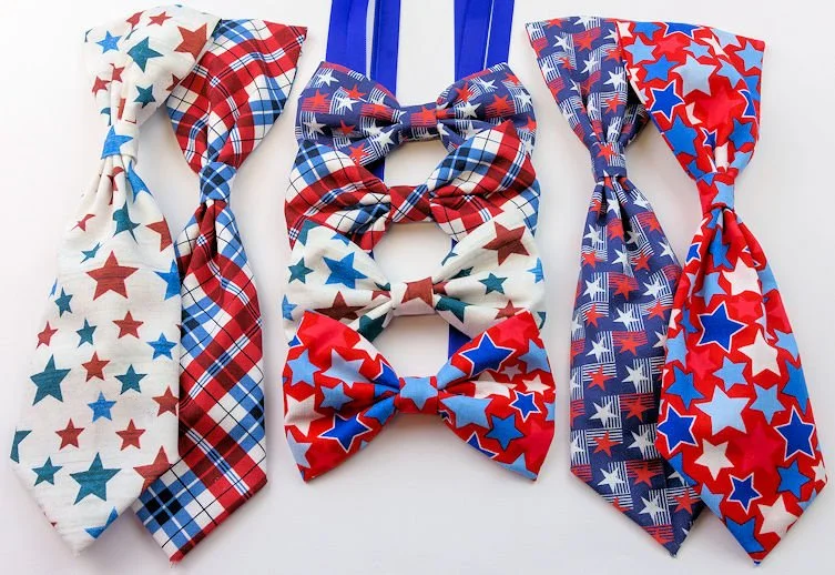 Pet Neckties Red White Blue Assortment
