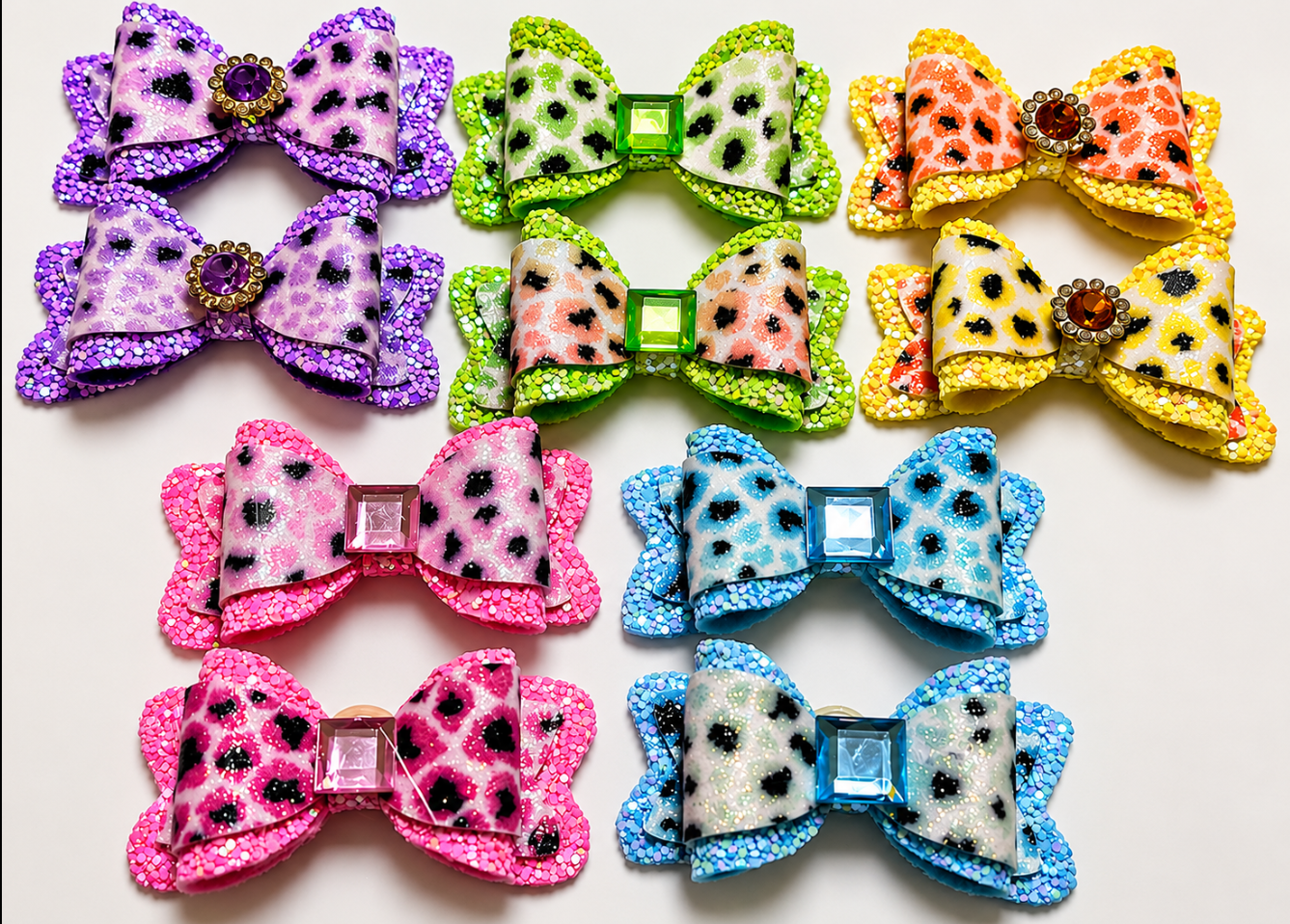 Sparkle Leopard Print FL Bows