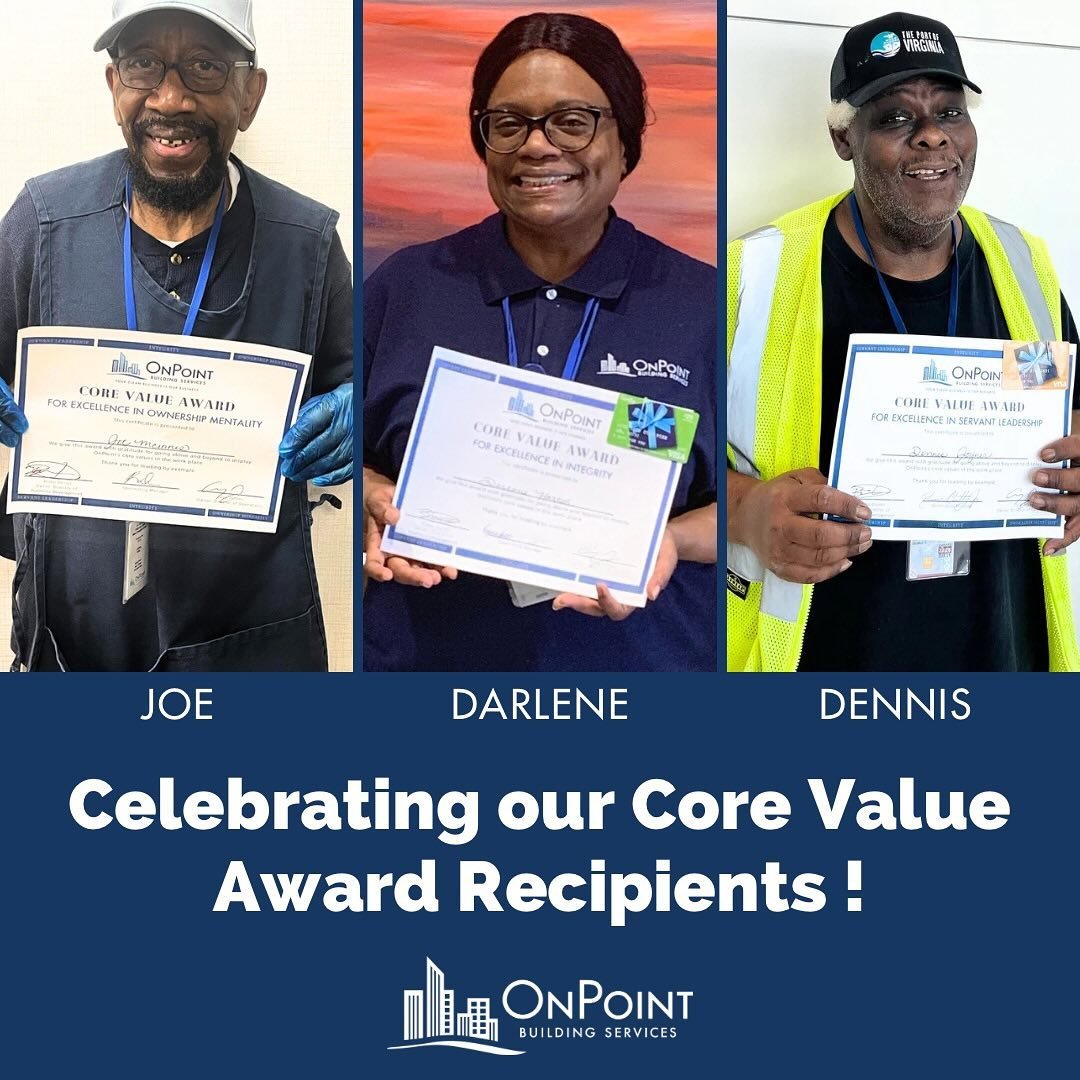 We are so proud of our most recent Core Value Award winners! Thank you for all your hard work and for representing OnPoint so well!