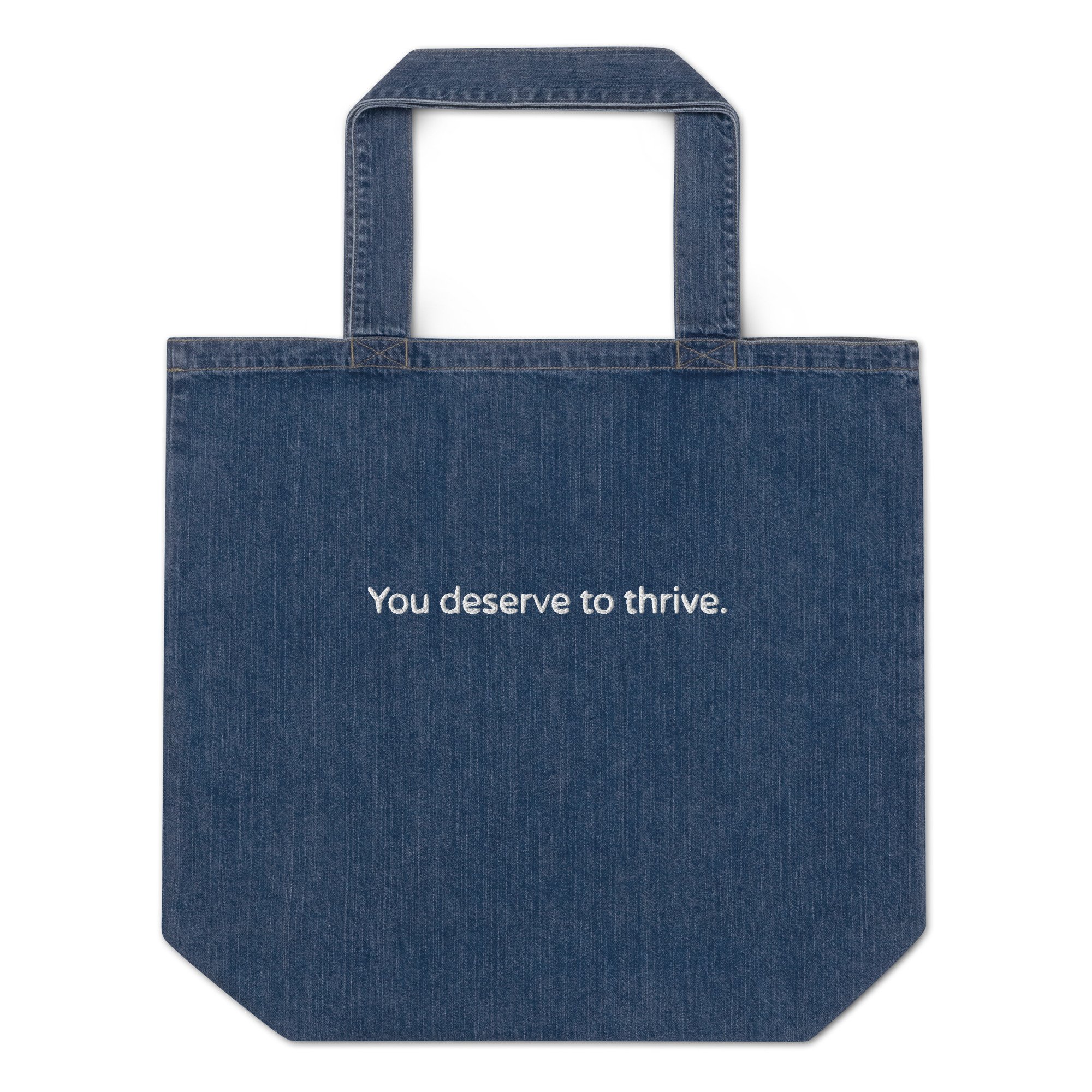 Thrive Tote Bag - embroidered denim