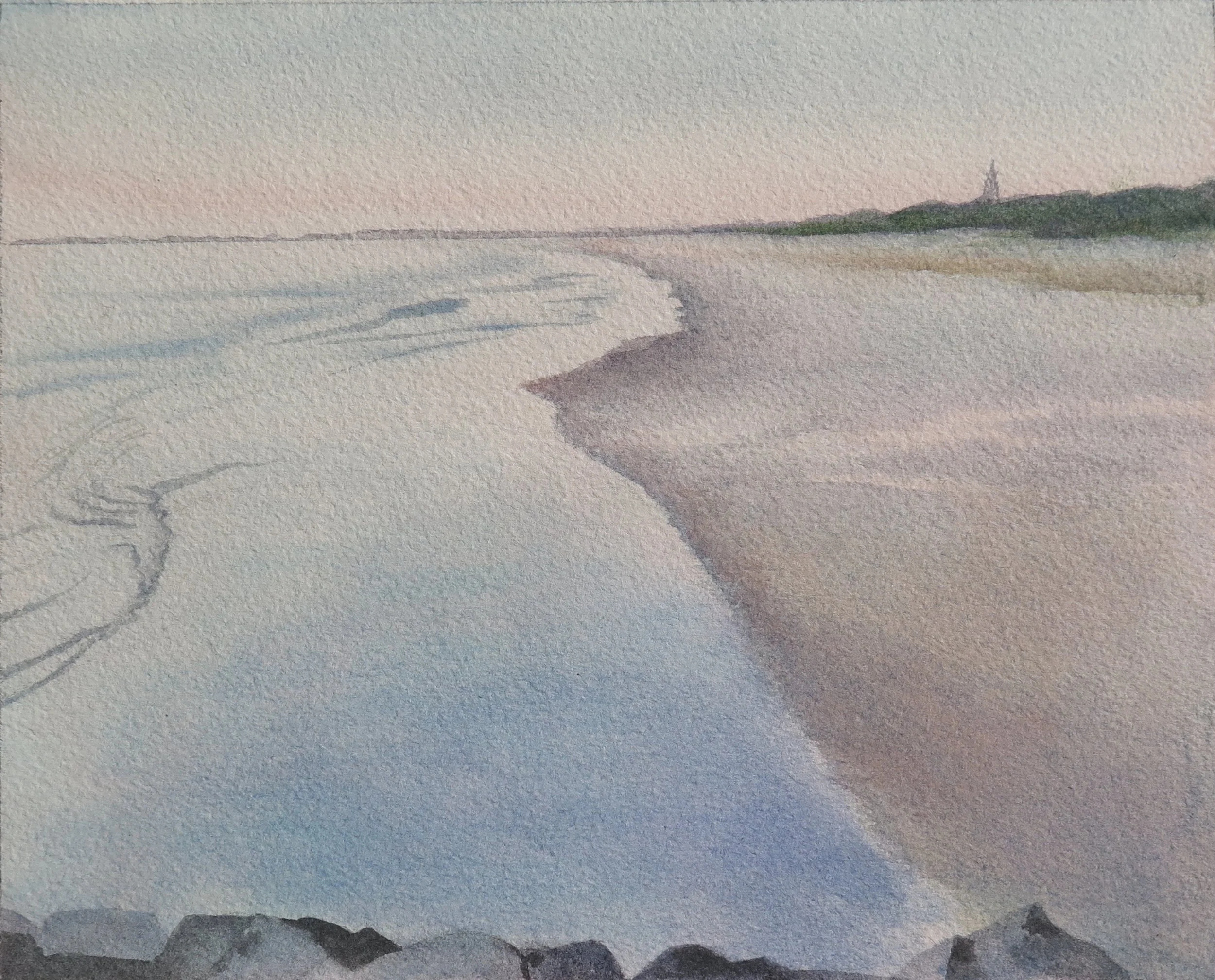 Meeting, watercolour on Arches 300gsm paper, 19 x 23.5cm, $140