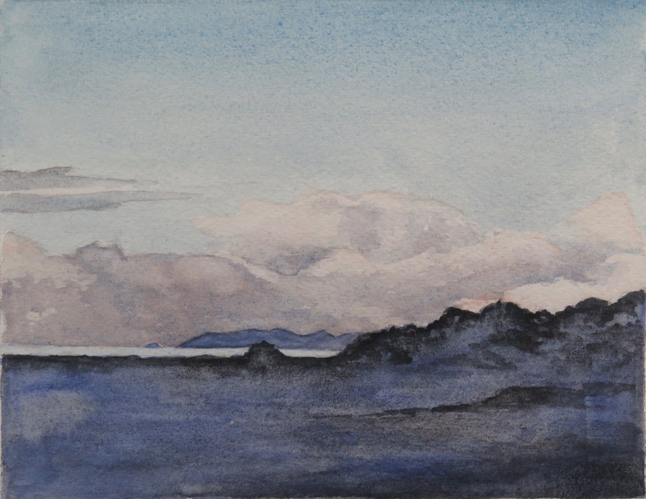 Forest Ocean, watercolour on Arches 600gsm paper, 17 x 21.5cm SOLD