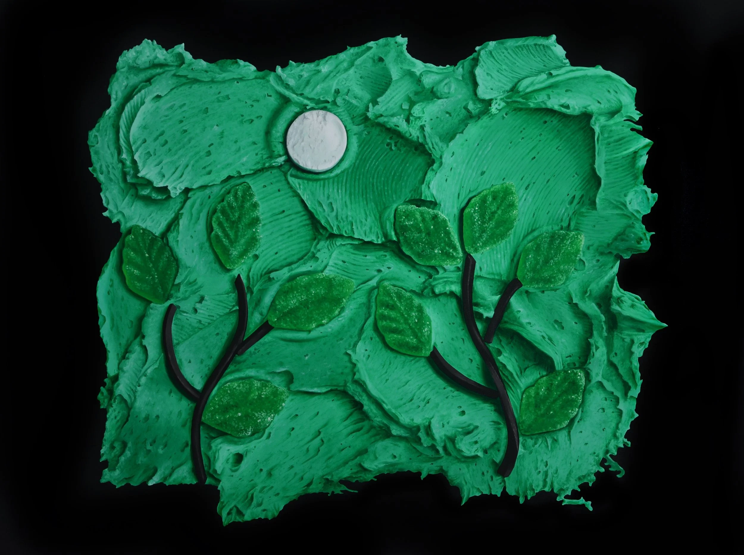 Minty Moonlit Forest
Oil on canvas
76 x 102 cm