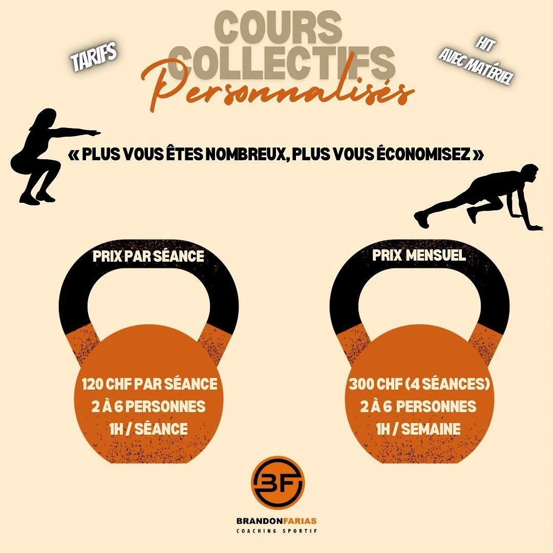 Heureux de vous partager mes nouveaux &laquo; Cours Collectifs Personnalis&eacute;s &raquo; 💪

J&rsquo;ai pens&eacute; et construis ces cours suite &agrave; diff&eacute;rentes demandes, j&rsquo;ai h&acirc;te de pouvoir vous les faire d&eacute;couvri