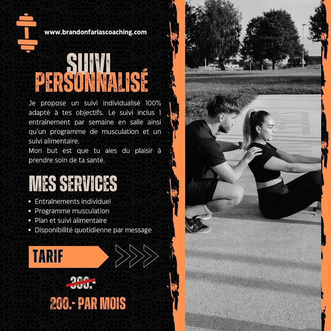 Suivi personnalis&eacute; 😉

Si tu souhaites des infos compl&eacute;mentaires &eacute;cris moi en DM ou consulte mon site internet, lien en bio 🤜🤛

INVESTISSEMENT / PROGRESSION / DISCIPLINE / PLAISIR
