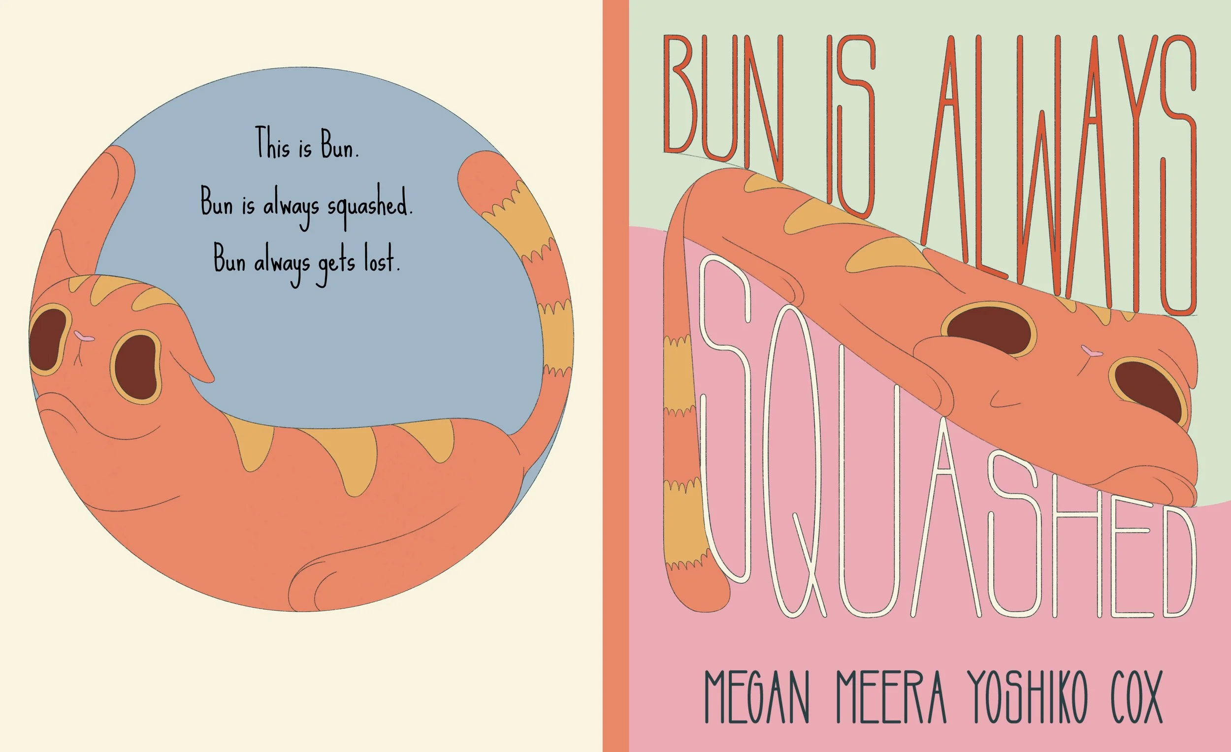 a children's book illustration of a squashed cat