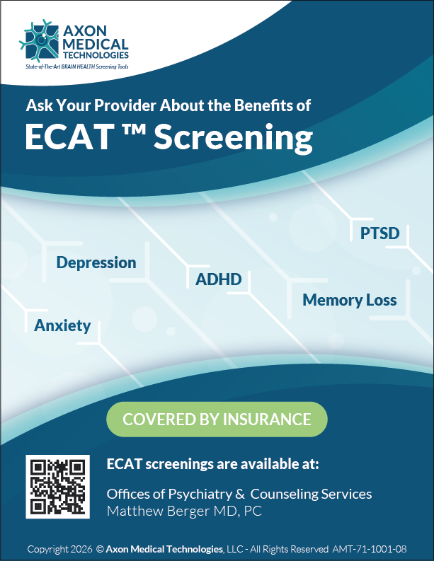 a blue and turquoise flyer encouraging medical screening