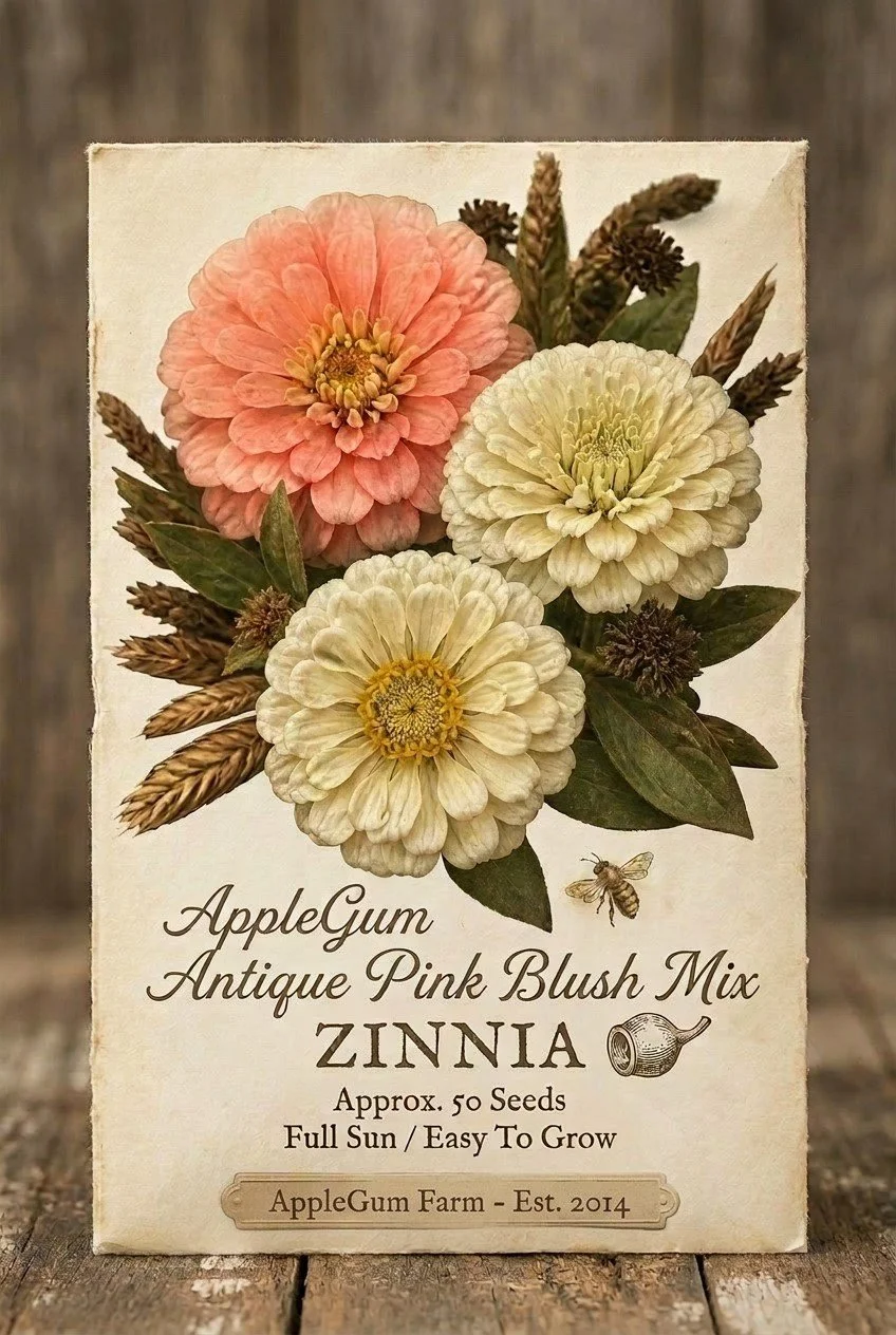 Seed - Zinnia - AppleGum Antique Pink Blush Mix