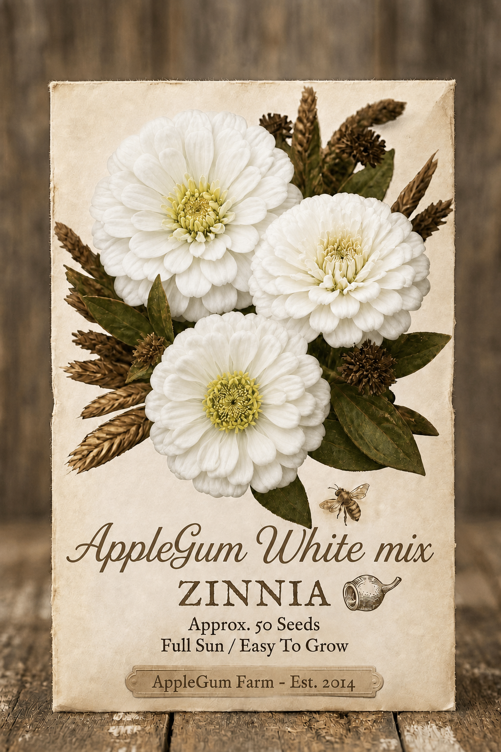 Zinnia - AppleGum White Elegans
