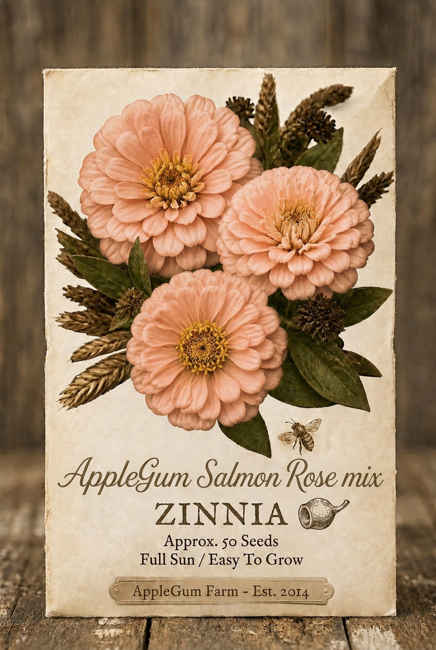 Zinnia - AppleGum Giant Salmon Rose