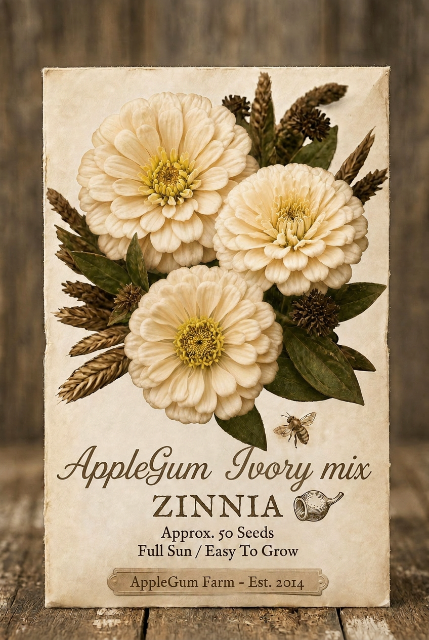 Seed - Zinnia - AppleGum Ivory