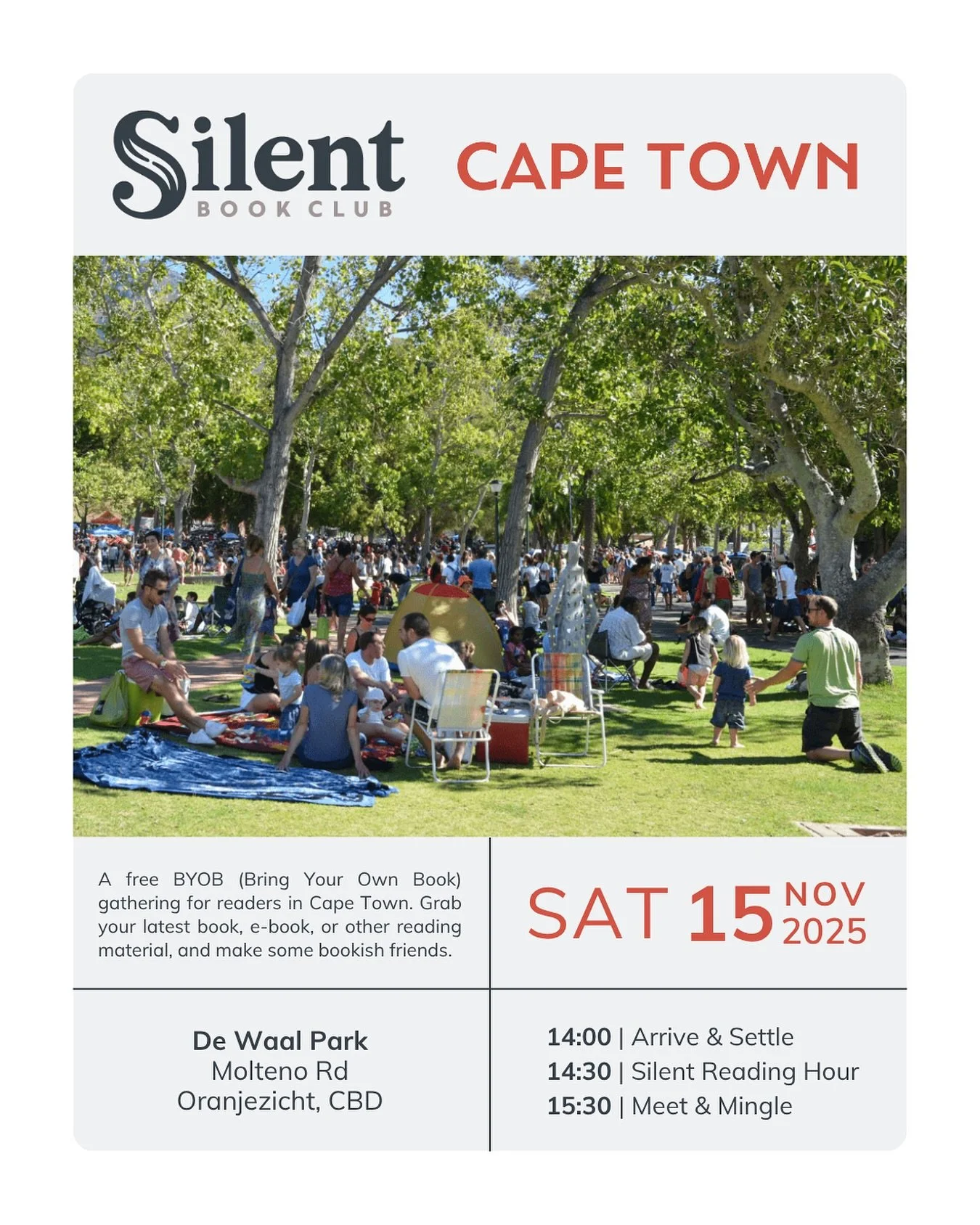 When we&rsquo;re back at De Waal Park it feels like all is right with the world! We love this little city oasis and have had some of our most memorable gatherings sitting in the grass, enjoying a picnic, and diving into a good story.

Come celebrate 