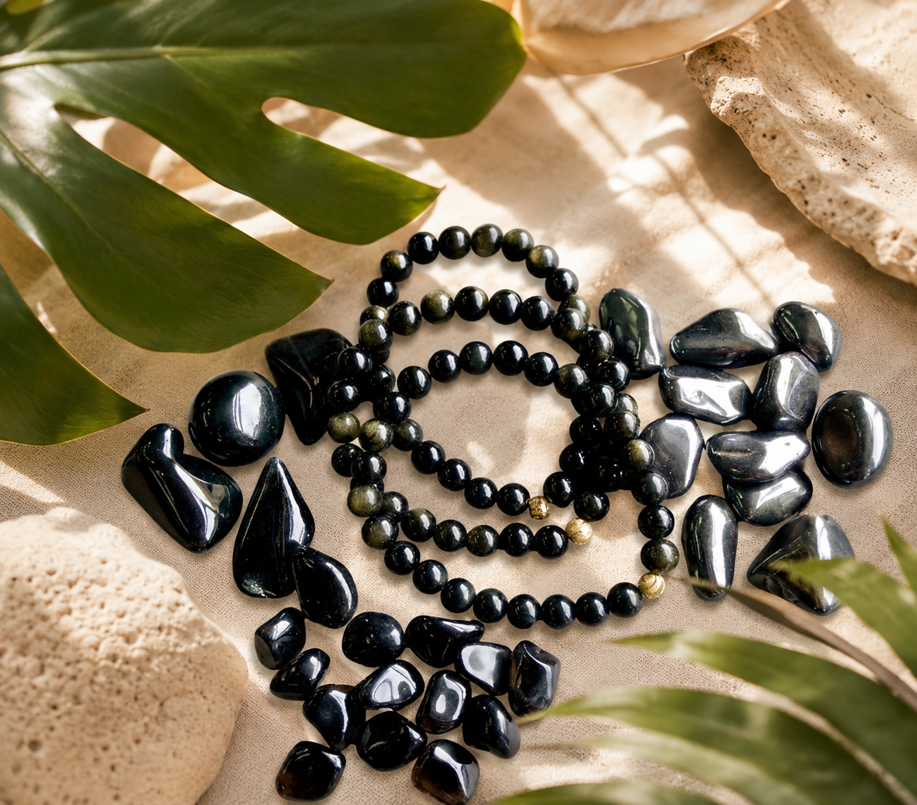 Golden Obsidian Root Chakra Bracelet | Grounding, Protection & Stability