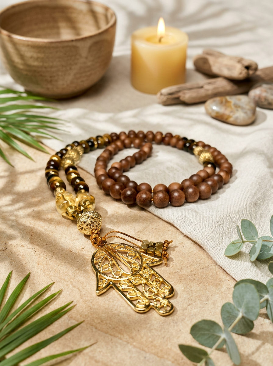 Autumn Hamsa Mala Necklace | Creativity, Clarity & Abundance Gemstone Mala