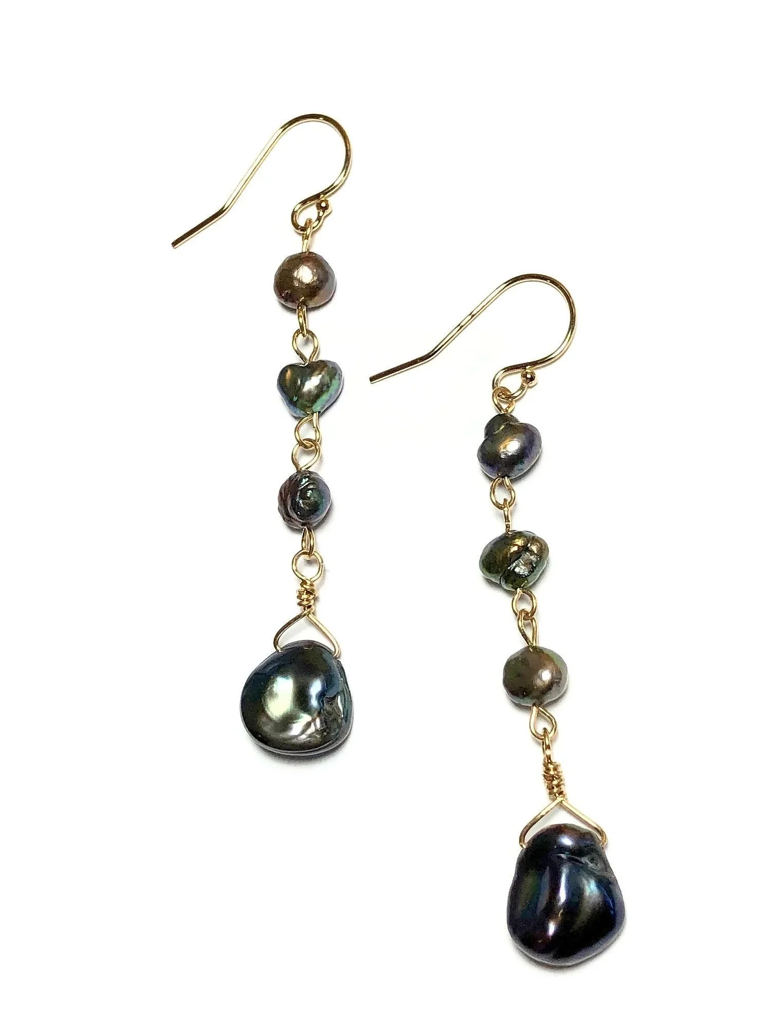 KAHEWAI Keshi Pearl Drop Earrings | Freshwater & Tahitian Pearl | 14K Gold-Filled