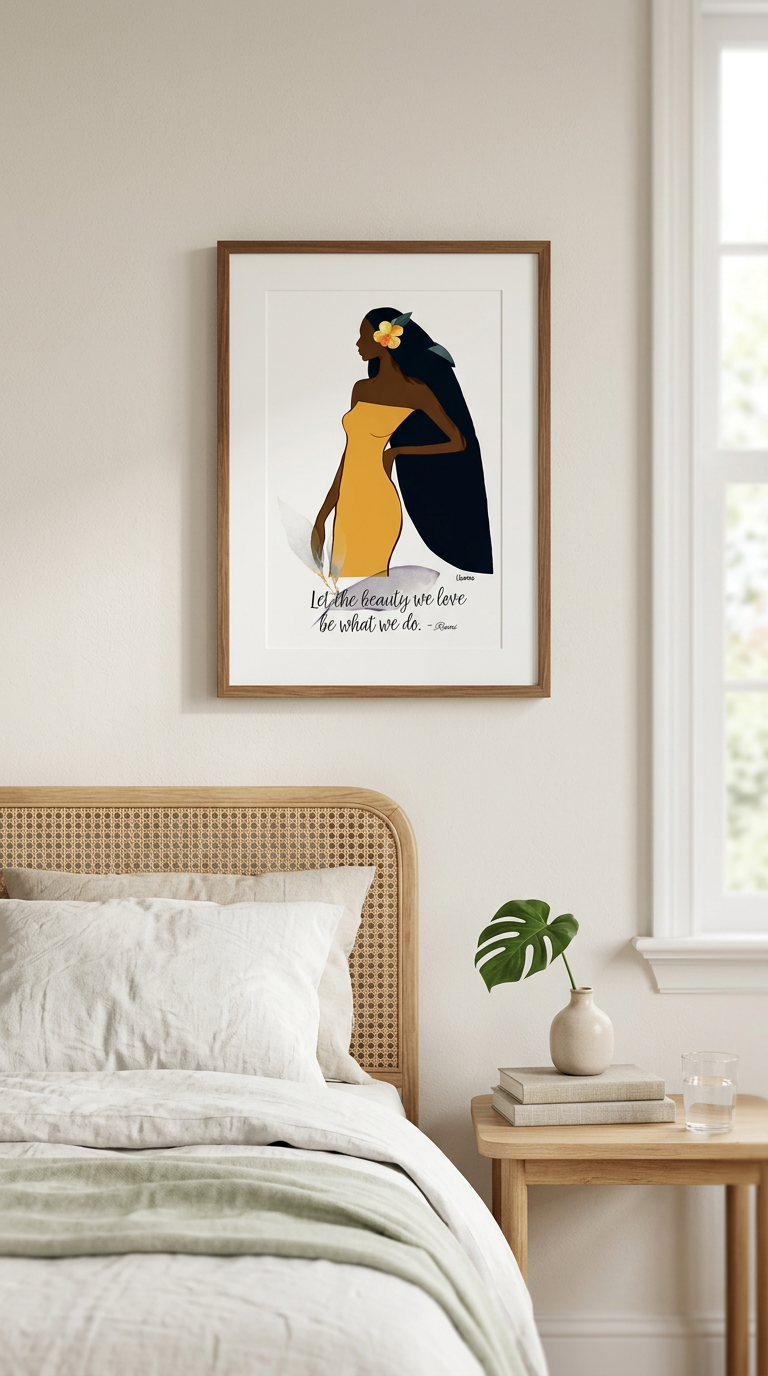 Courage Inspirational Artwork | Hand-Drawn Framed Wall Art | Encouragement Gift for Women