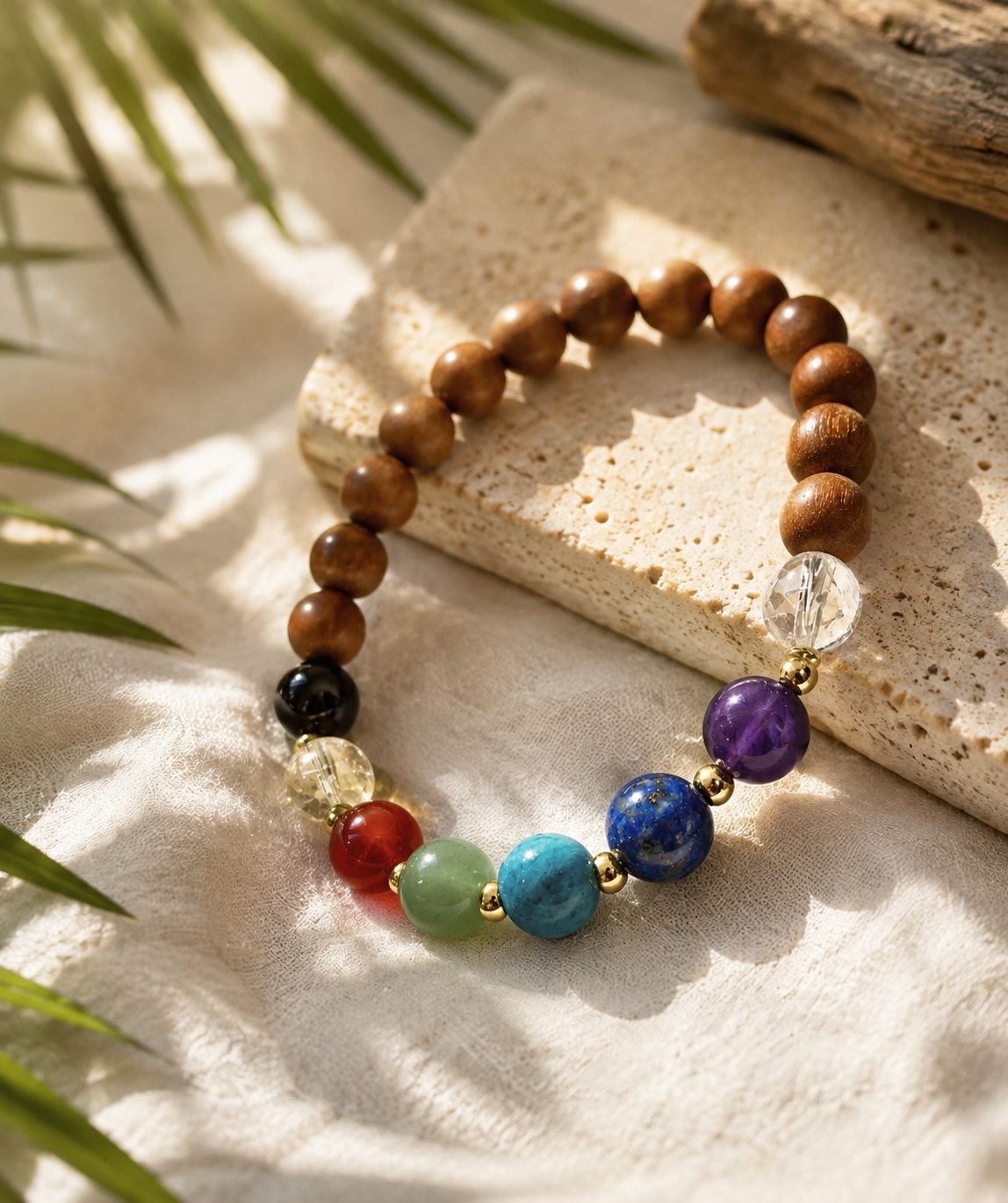 PONO Chakra Bracelet | Seven Chakra Sandalwood Bracelet | Genuine Gemstones | Mindfulness & Intention Bracelet | Handmade by Mai Lani Designs
