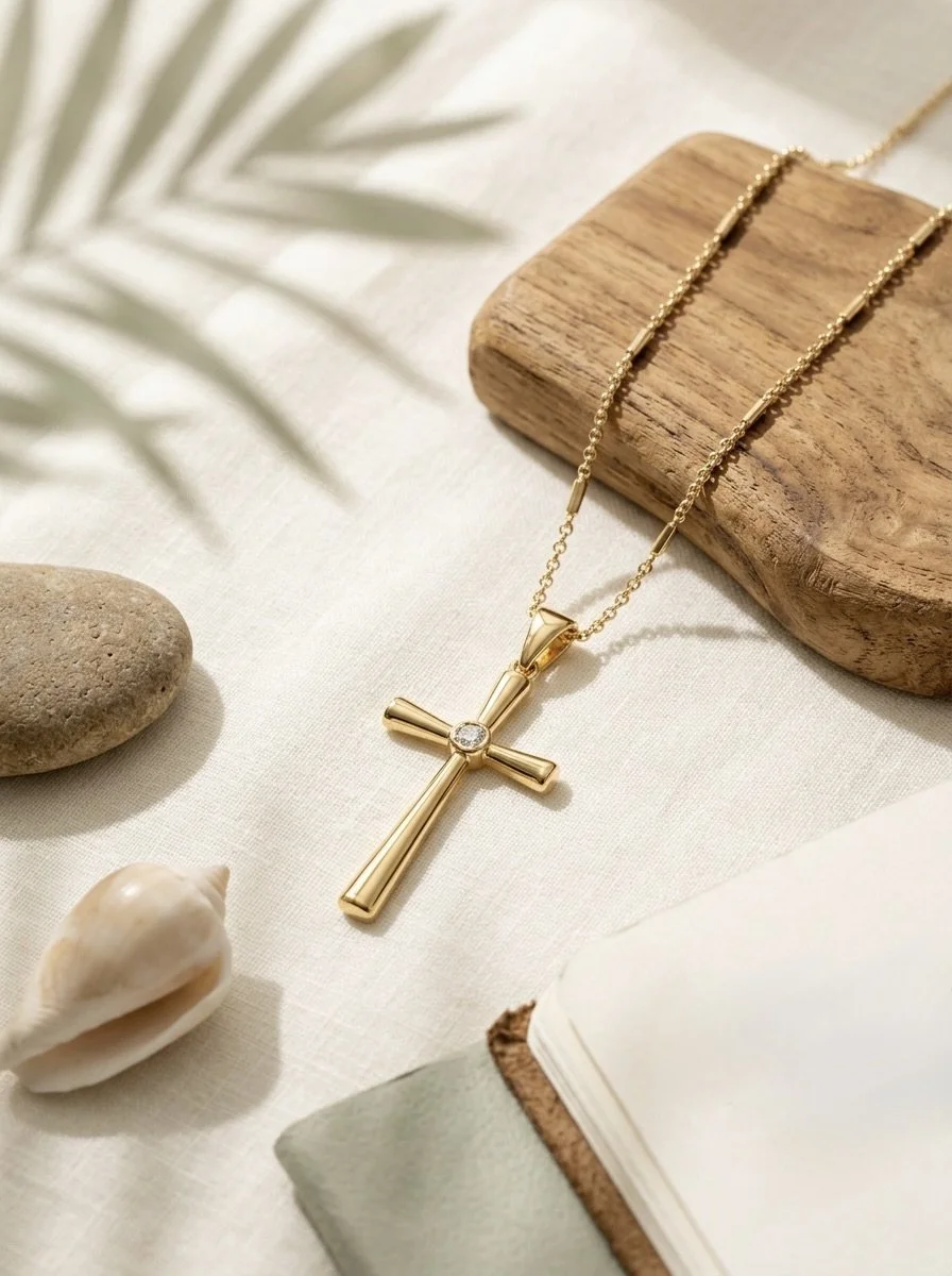 Simple Cross CZ Pendant