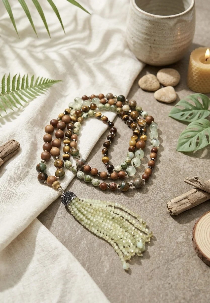 Tierra Wood Energy Mala Necklace | Growth, Balance & Prosperity Gemstone Mala