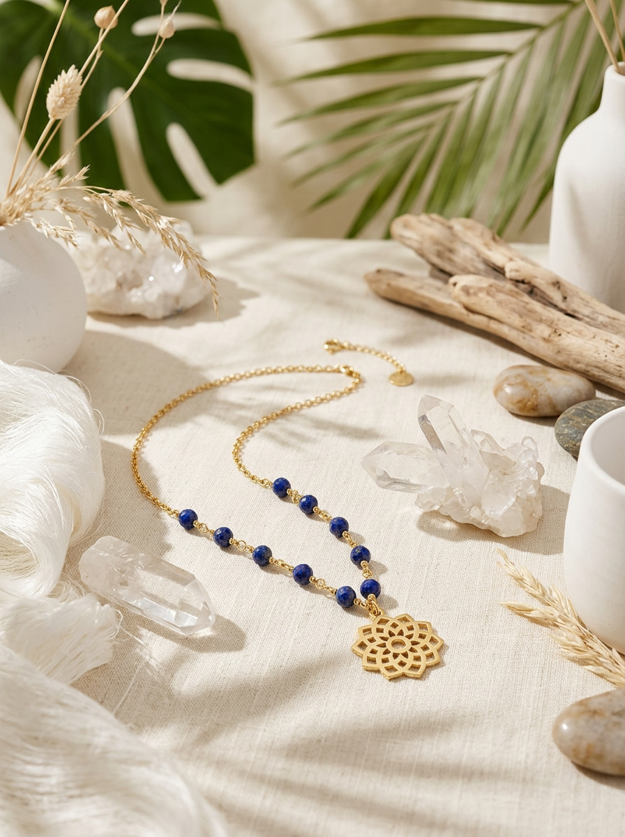 Crown Chakra Necklace | Lapis Lazuli Gemstone Necklace | Gold-Filled Adjustable Chain