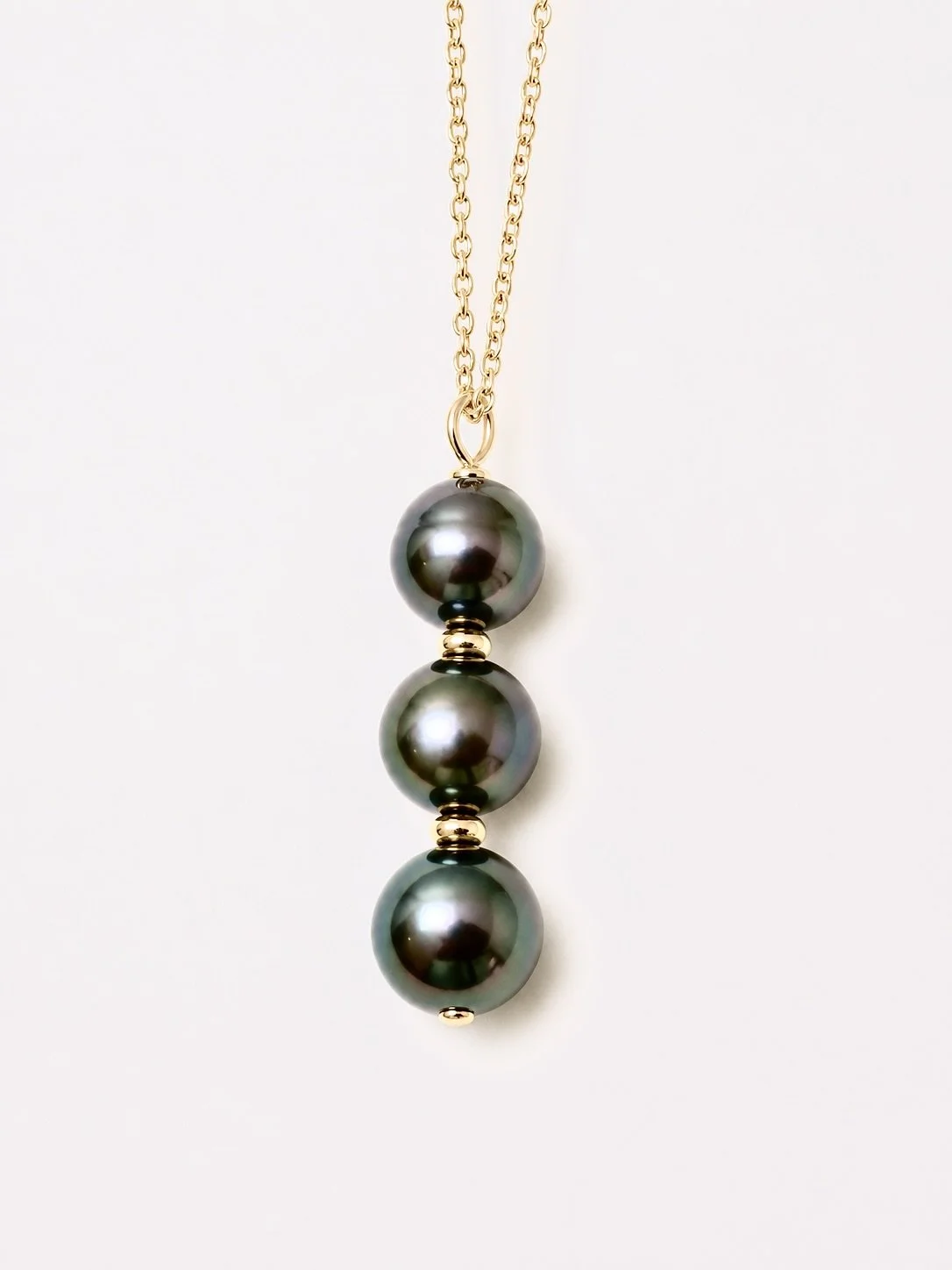 VAITEA Necklace | Tahitian Triple Pearl Pendant Necklace | Gold-Filled Chain | Modern Pearl Jewelry