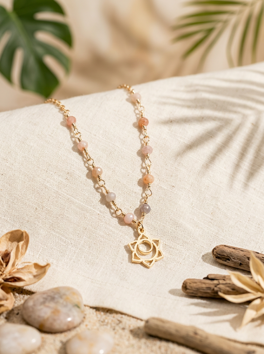 Sacral Chakra Necklace | Sunstone Gemstone Necklace | Gold-Filled Adjustable Chain