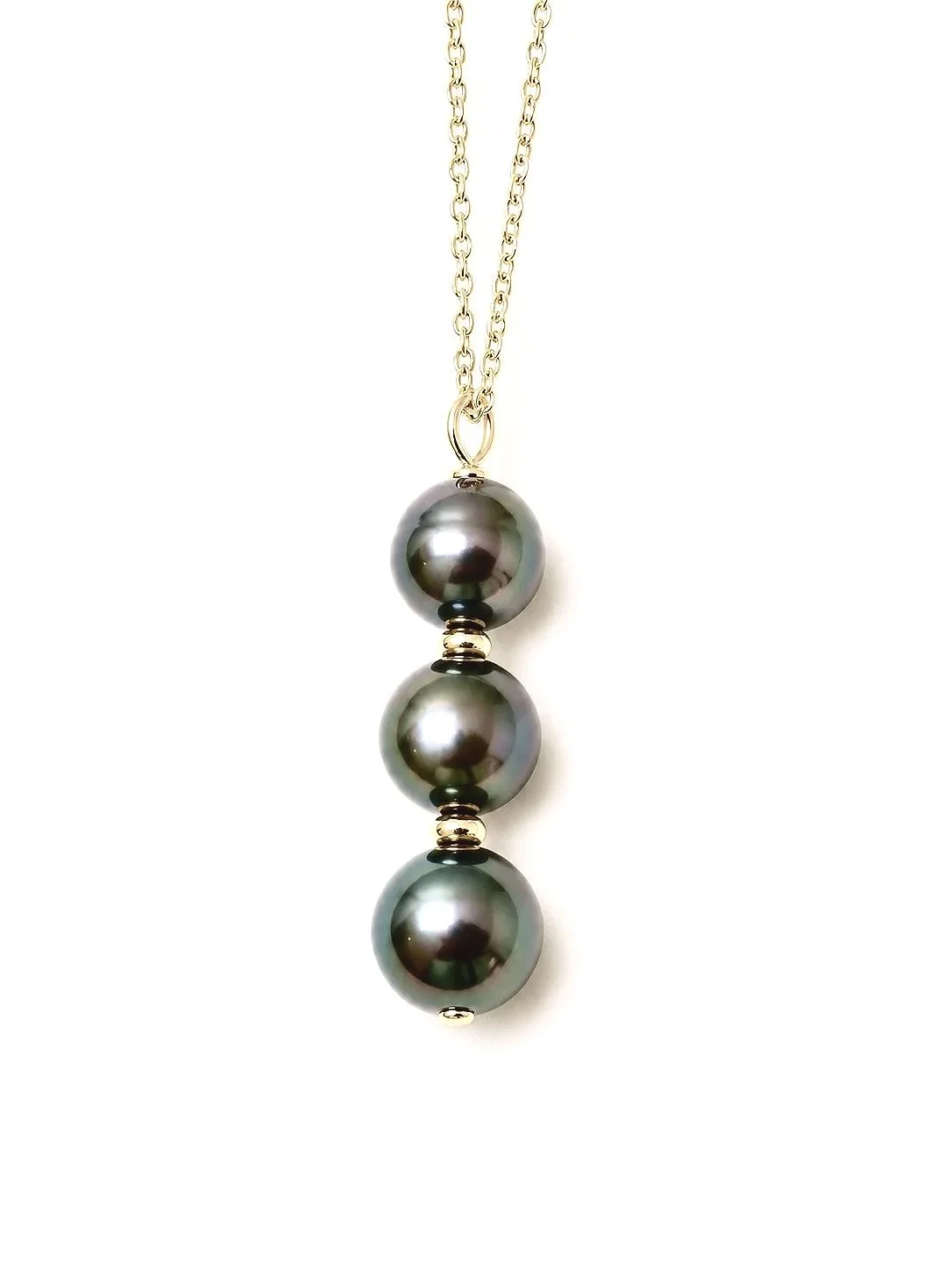 VAITEA Necklace | Tahitian Triple Pearl Pendant Necklace | Gold-Filled Chain | Modern Pearl Jewelry