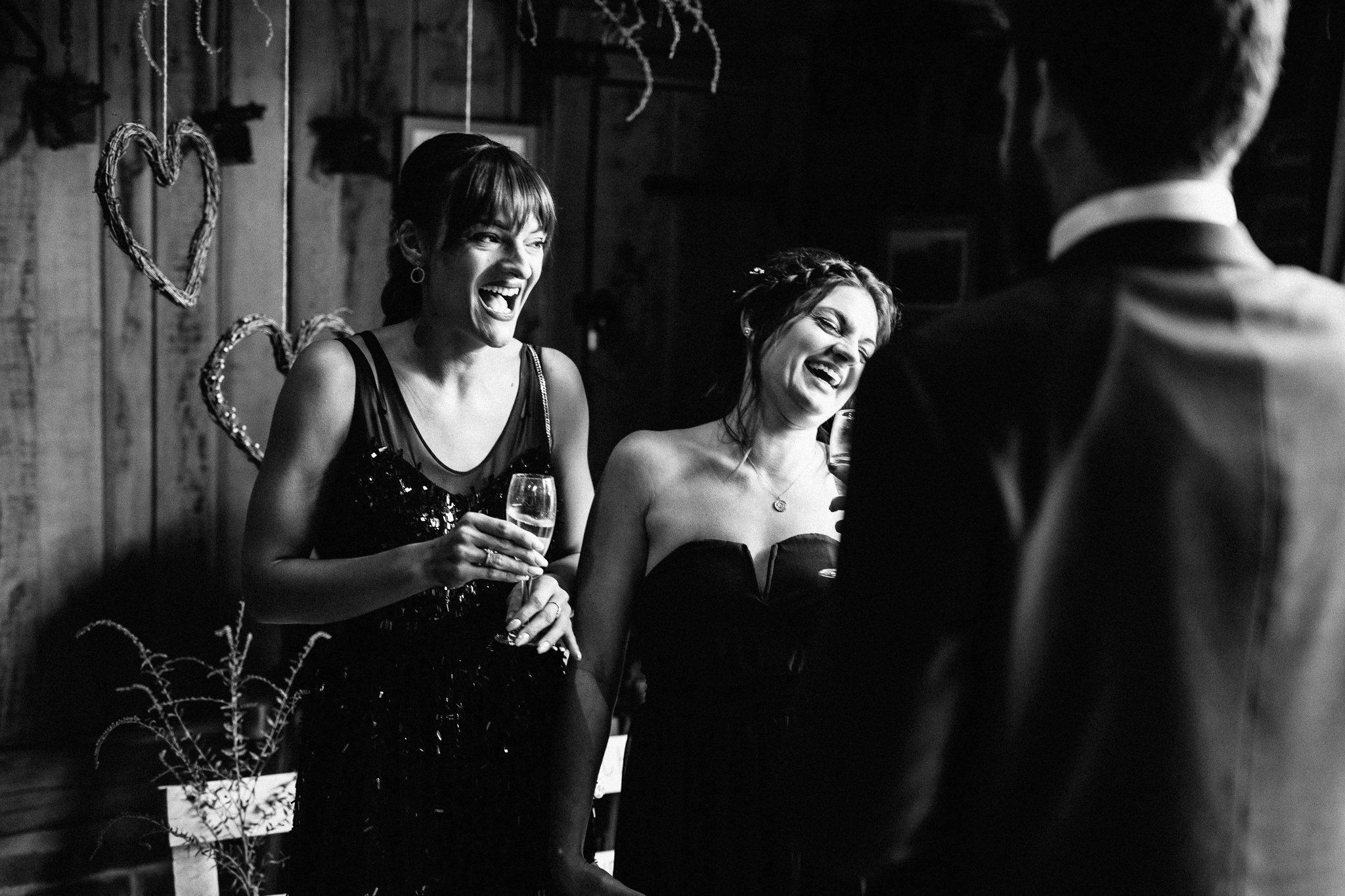  Guests laughing at Gildings Barns in Newdigate Surrey 