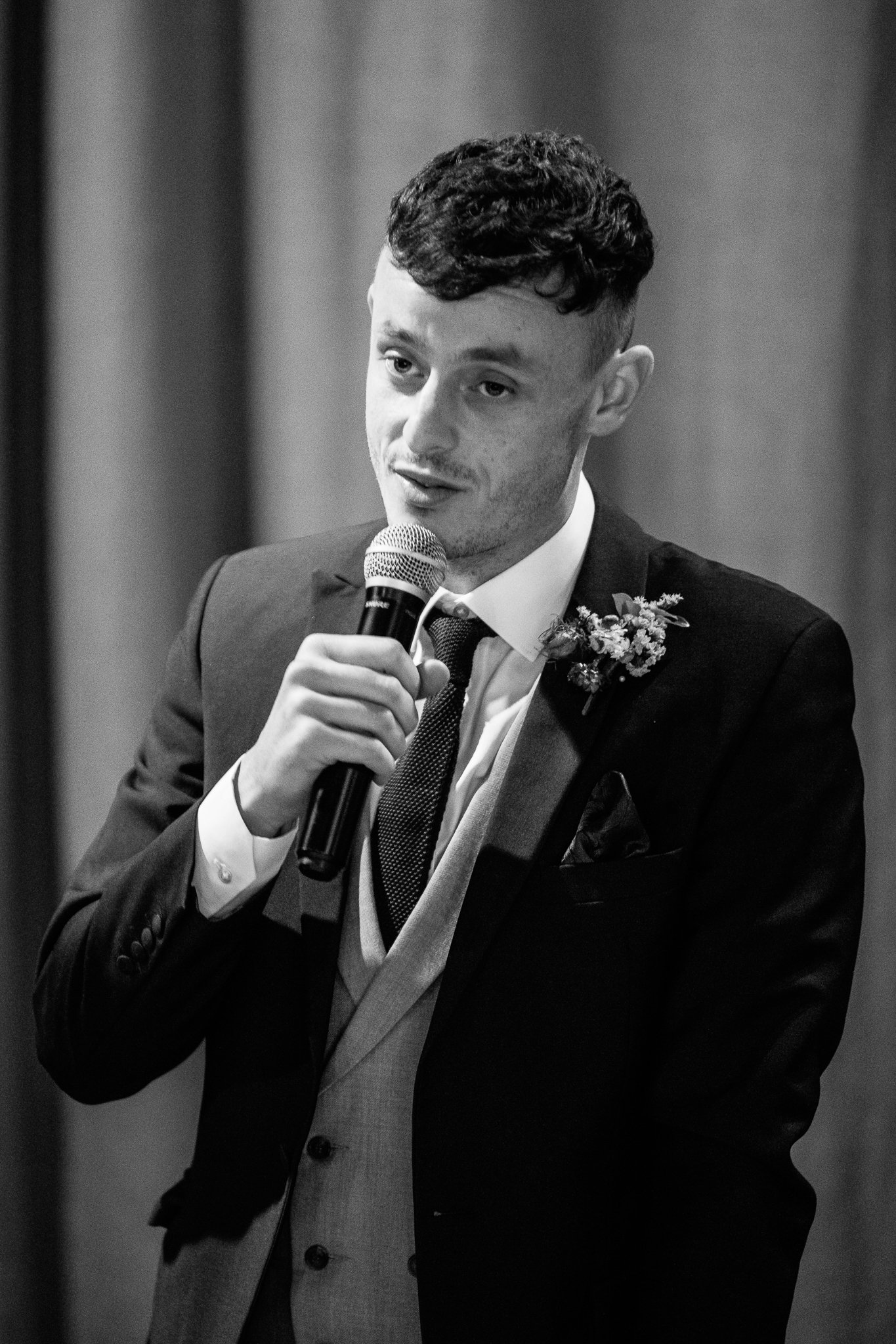  Portrait of groom giving speech 