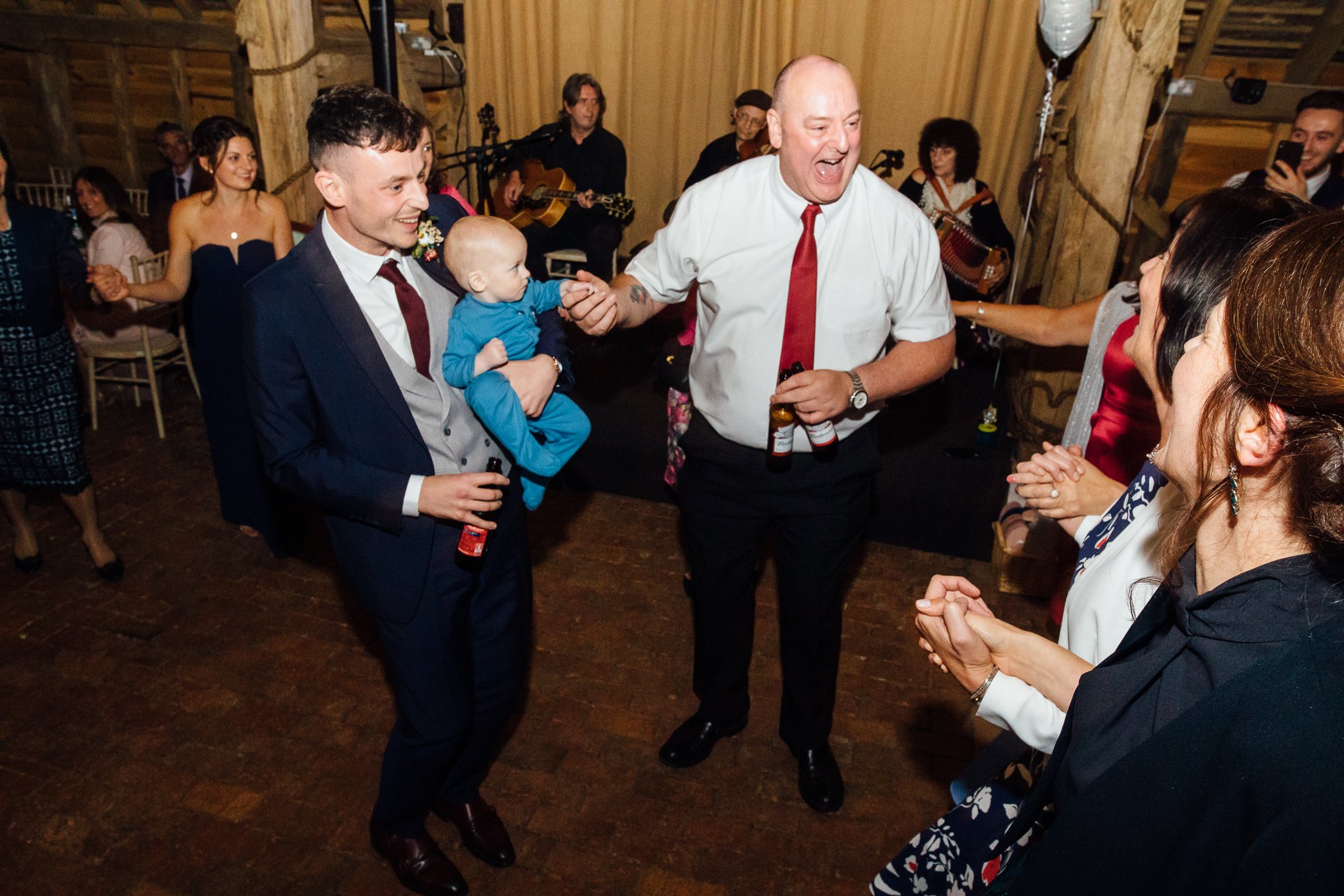  Father of the Groom dancing at Gildings Barns in Newdigate Surrey 