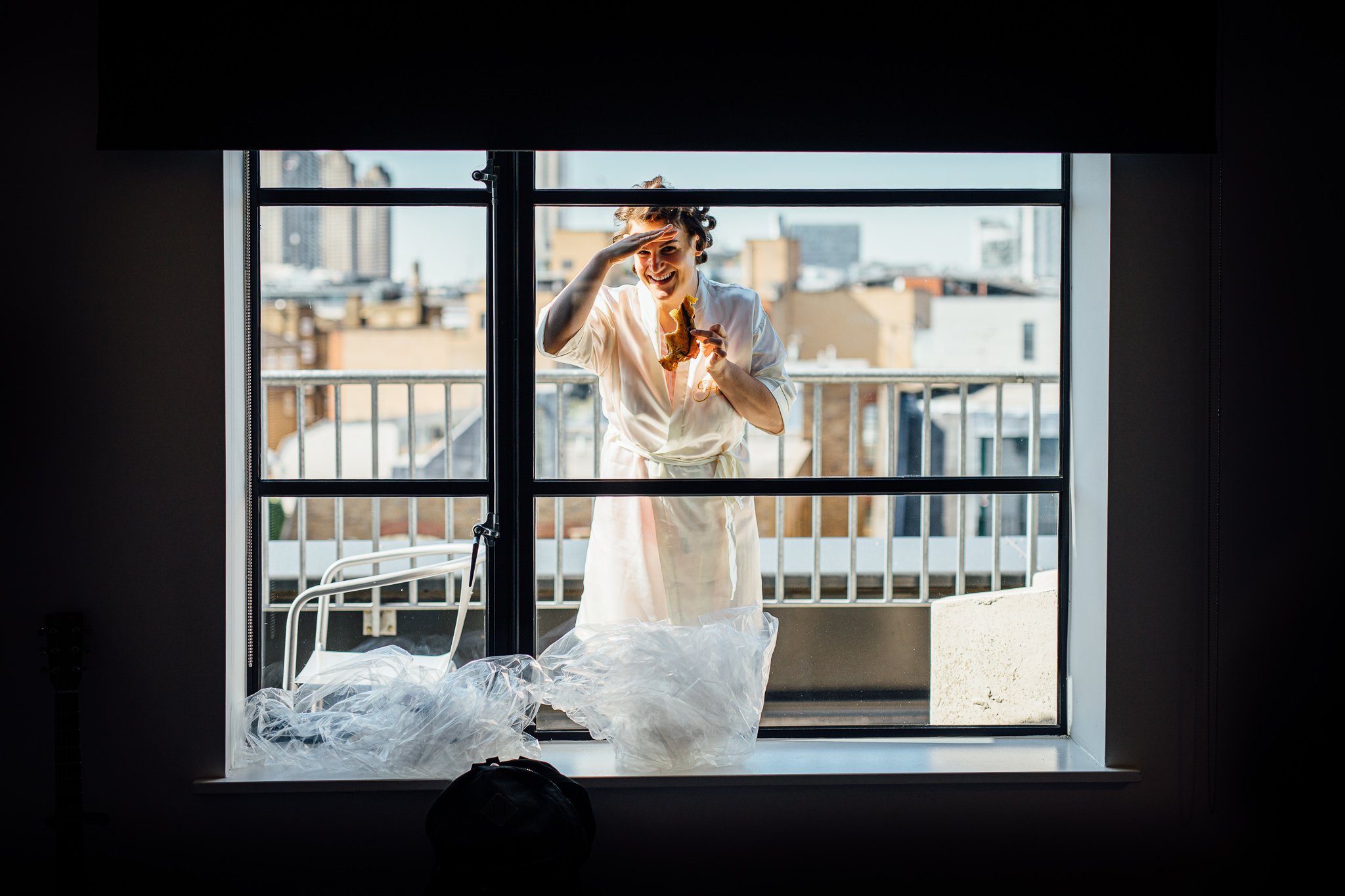  Bride looking in through window 