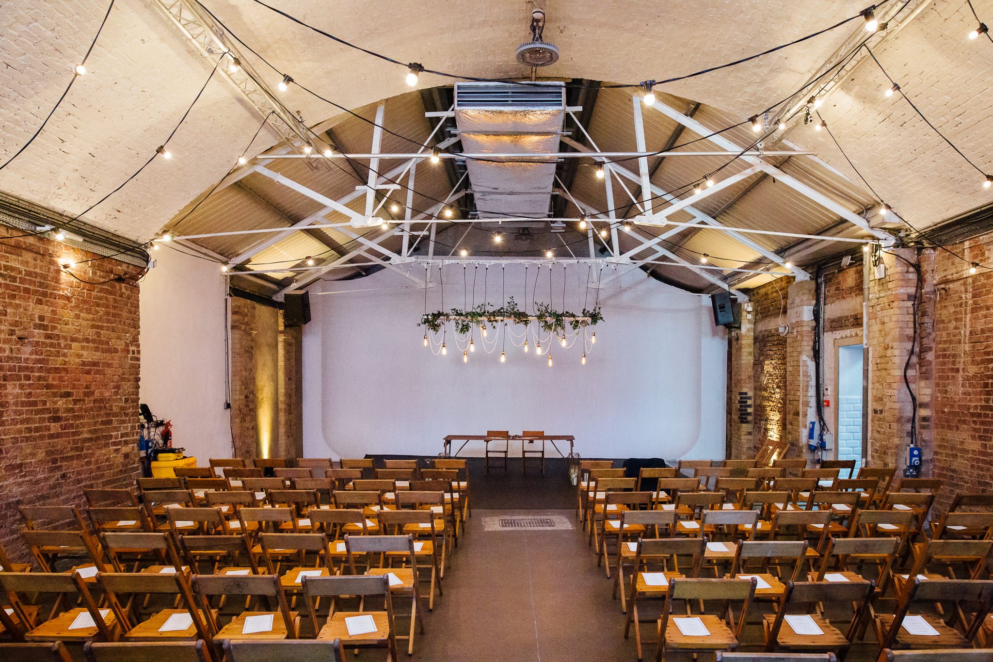  The inside of Shoreditch Studios ready for a wedding 