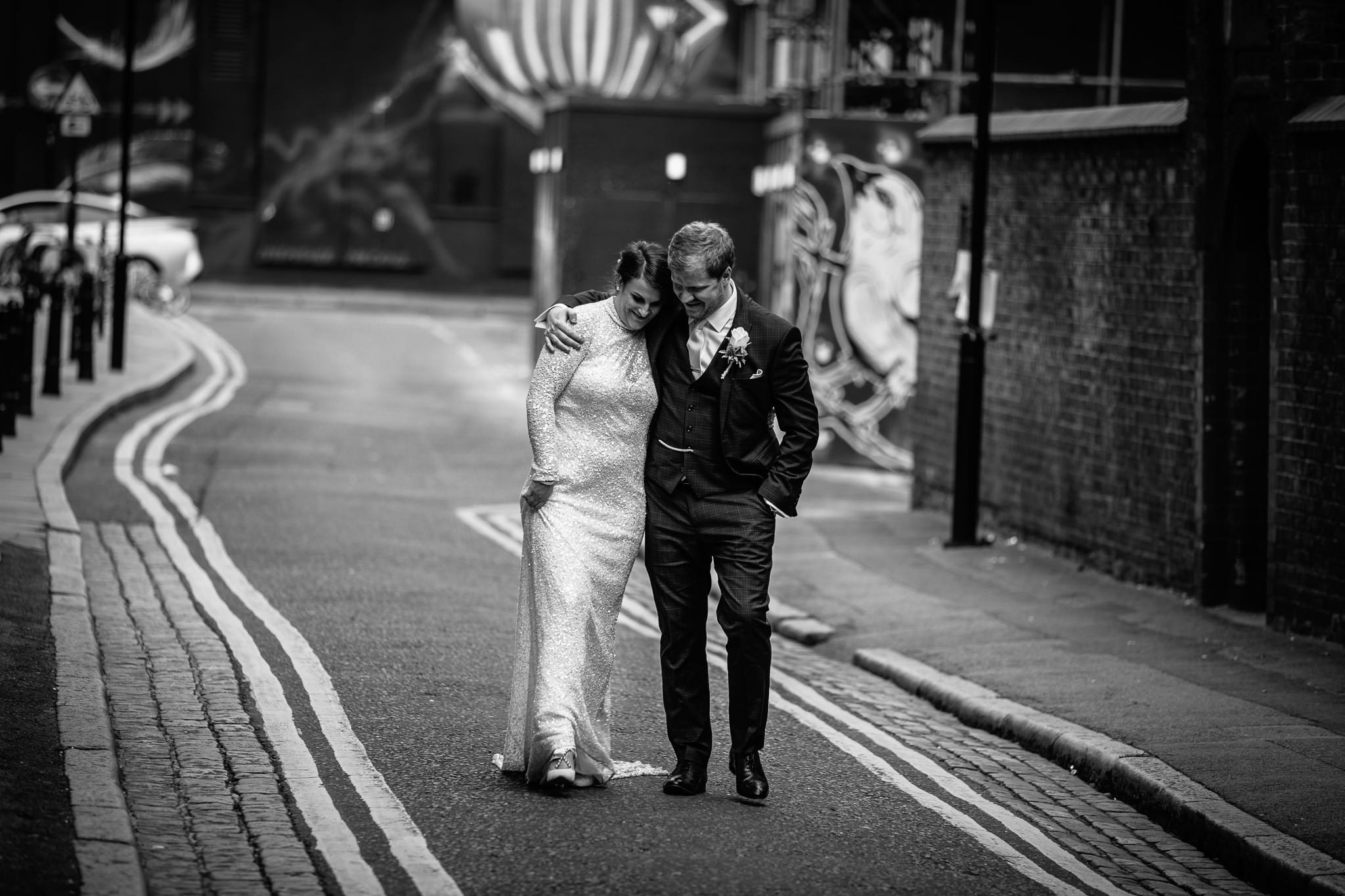  Bride and Groom hugging. 