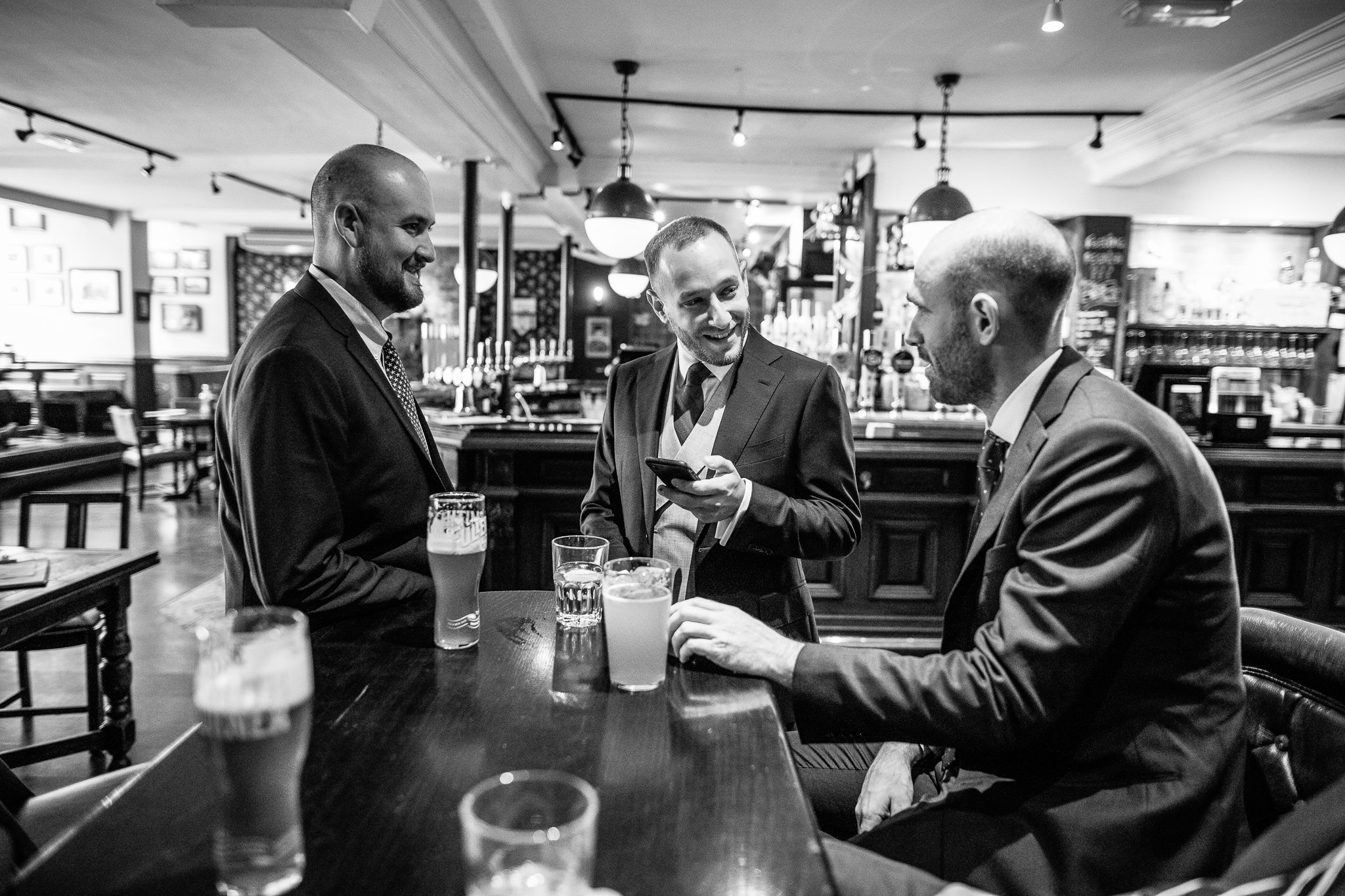  The Groom and his groomsmen in the George pub Chsiwick 