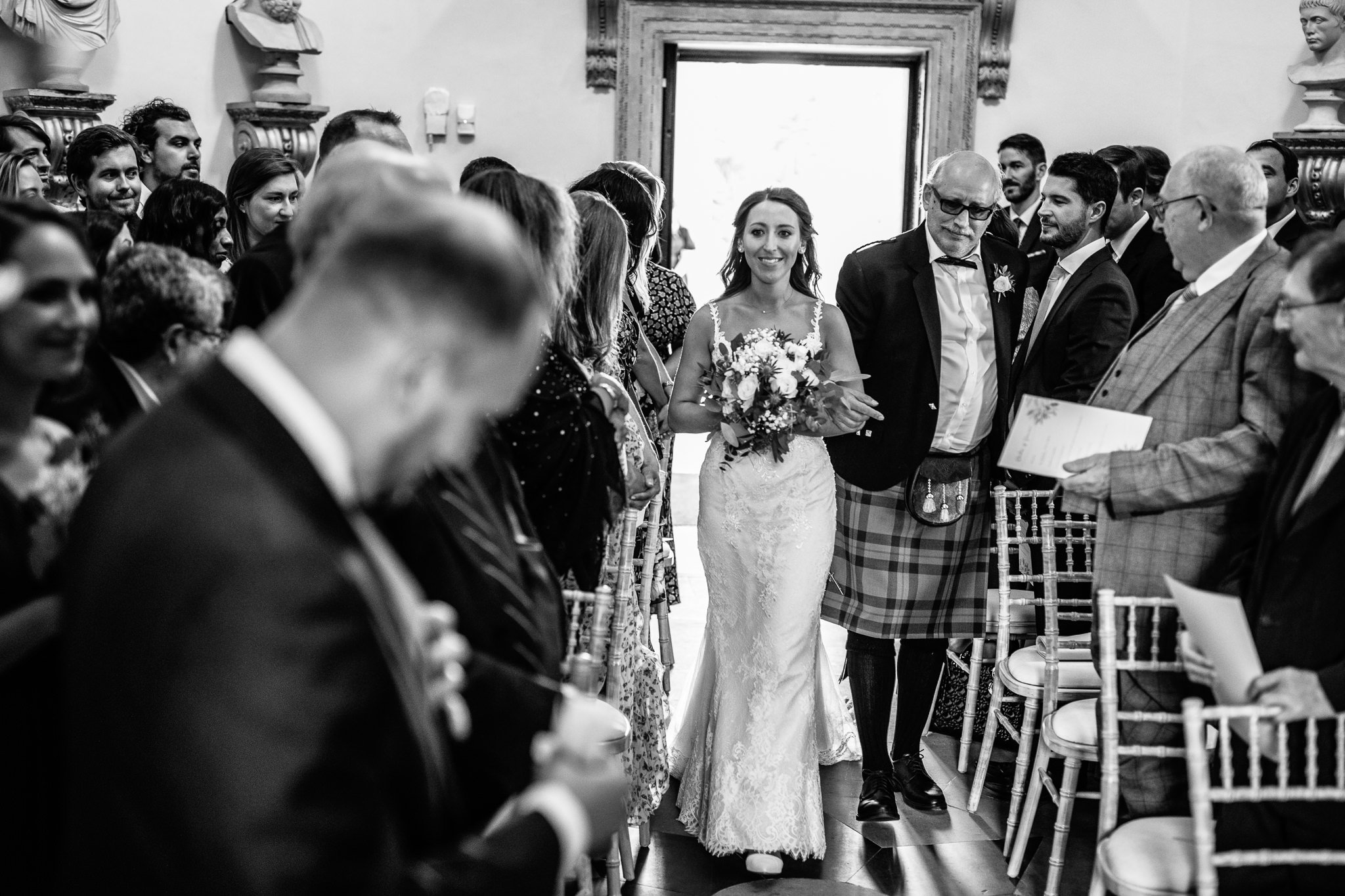  Bride walks down the aisle at Chiswick House 