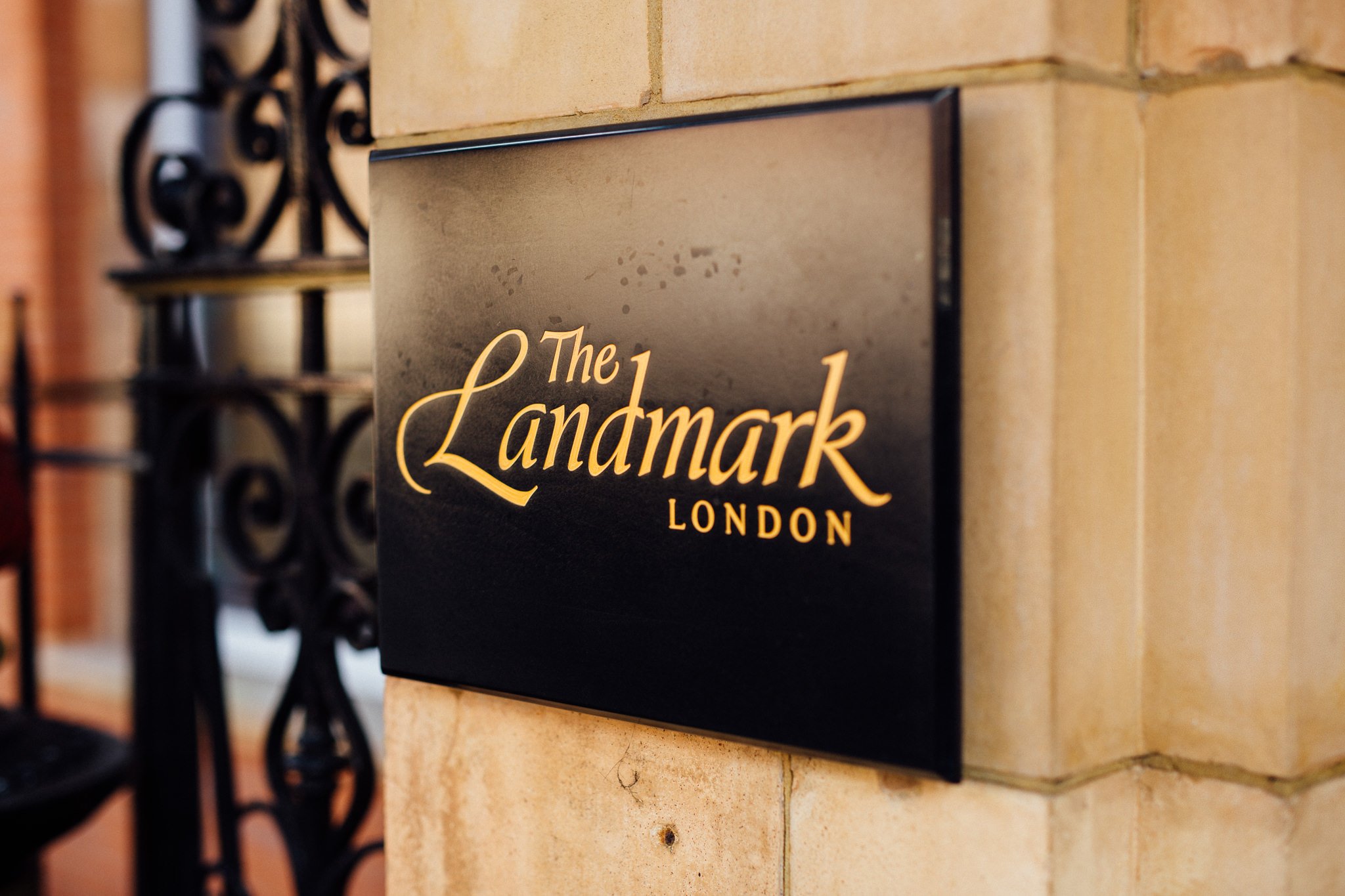  Sign saying The Landmark London hotel 