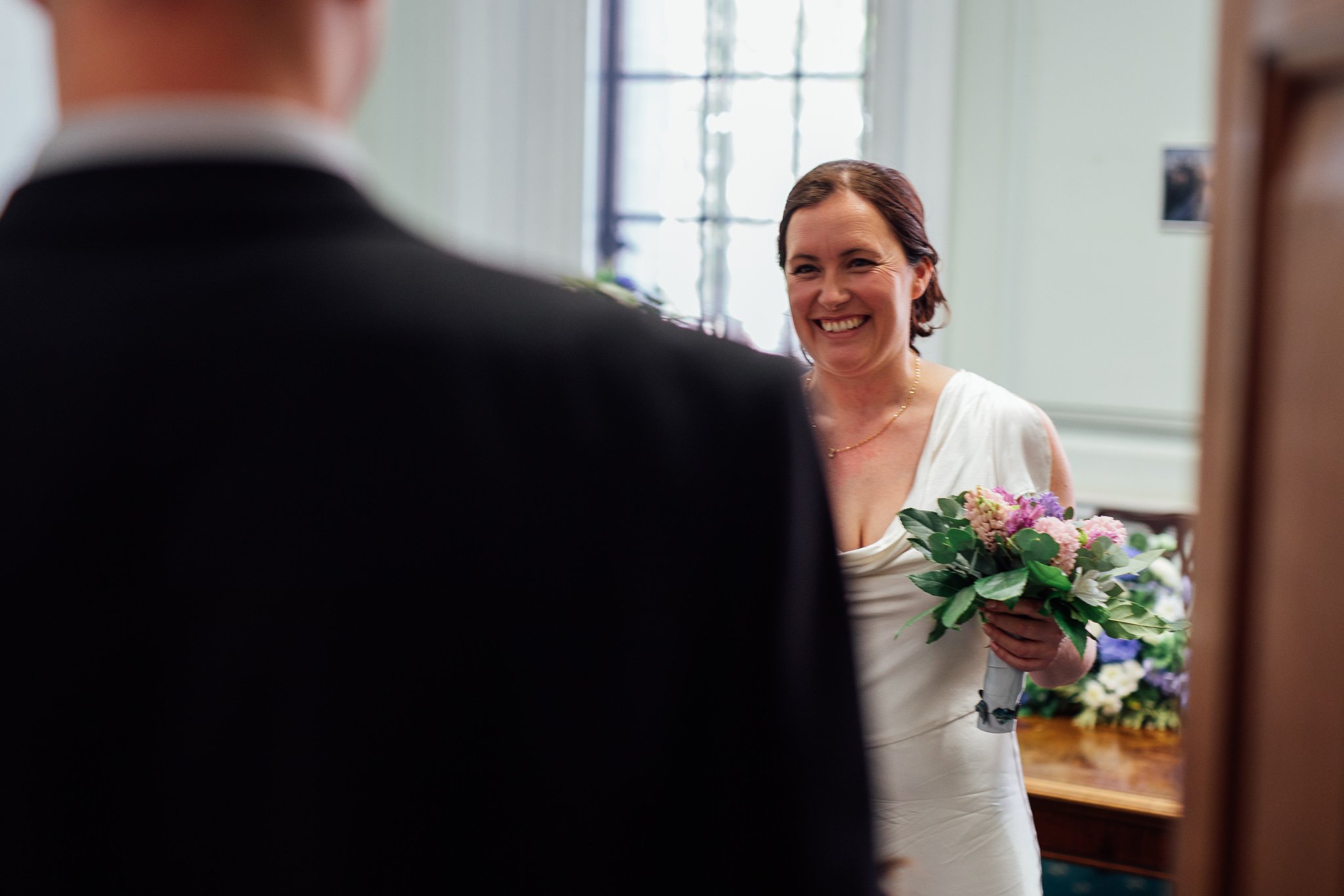  Bride smiling at Camden Town Hall 